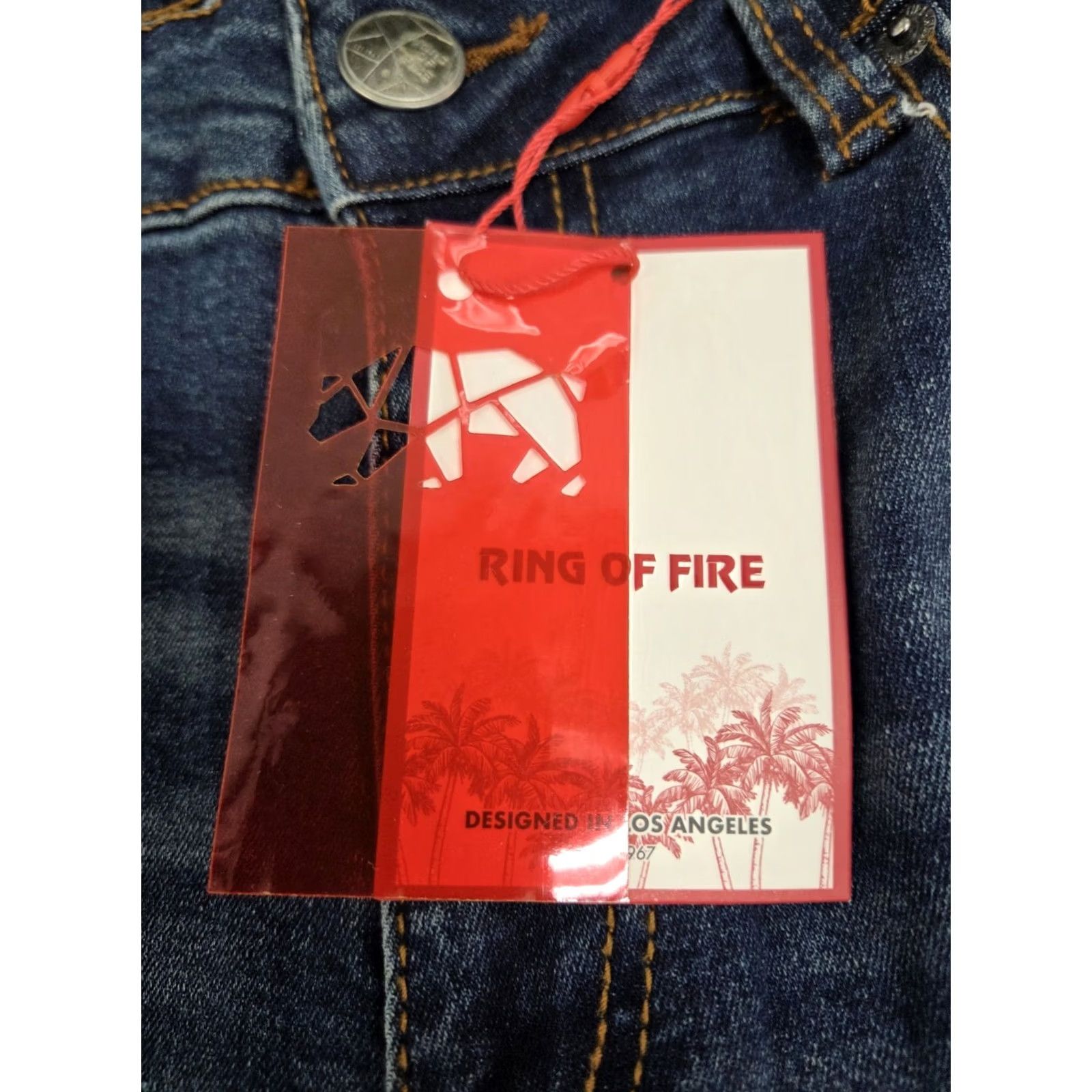 Ring Of Fire Ring of Fire Edge Slim Fit Straight Leg Denim Jeans 34/30 Mens Blue 30in Inseam Slimming Pockets Embroidered Zip Button Leather Logo NWT jeans Size US 34 / EU 50 - 5 Thumbnail