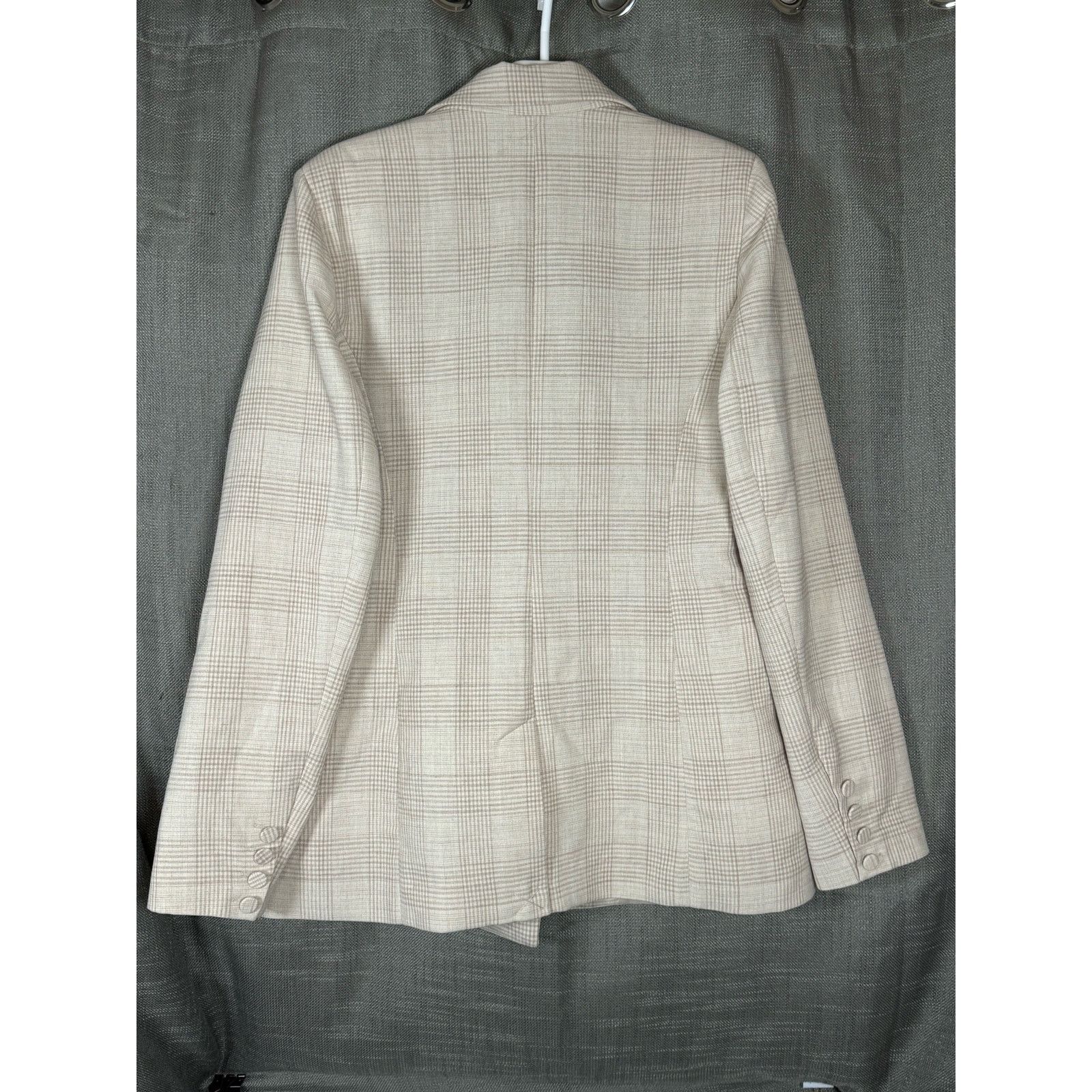 House of Harlow House of Harlow Tan Nude Double Breast Plaid Blazer Jacket Size M / US 6-8 / IT 42-44 - 2 Thumbnail