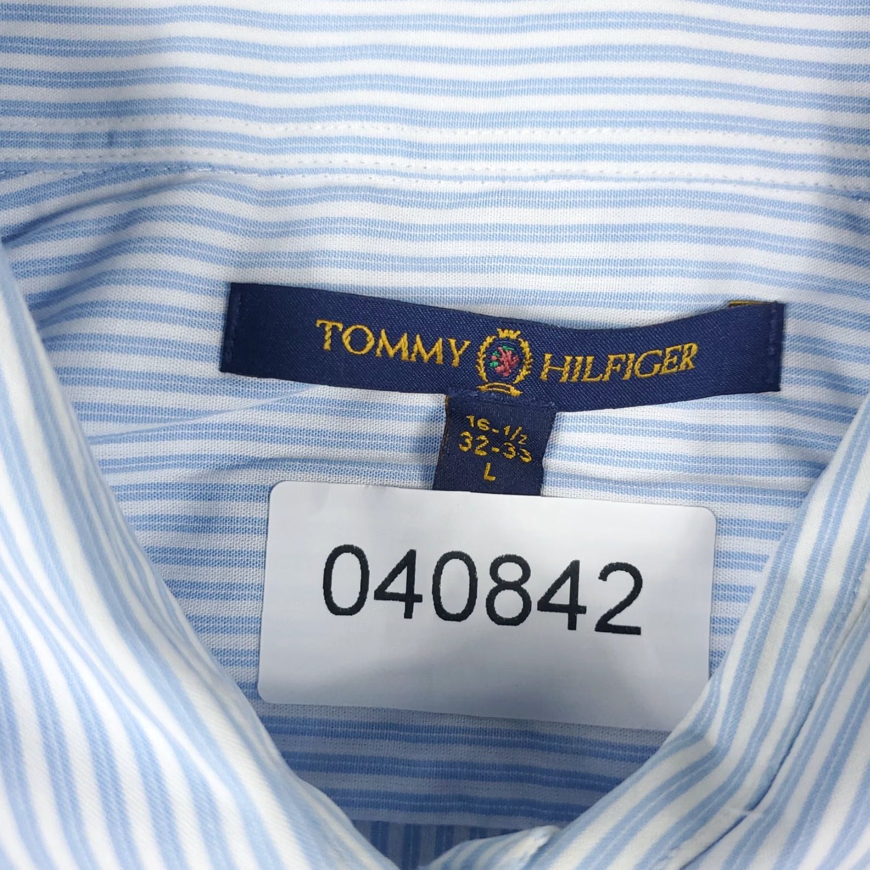 Tommy Hilfiger Tommy Hilfiger Shirt Mens Large Blue Striped Button-Up Long Sleeve Casual Modern Preppy Logo Pocket Size US L / EU 52-54 / 3 - 7 Thumbnail