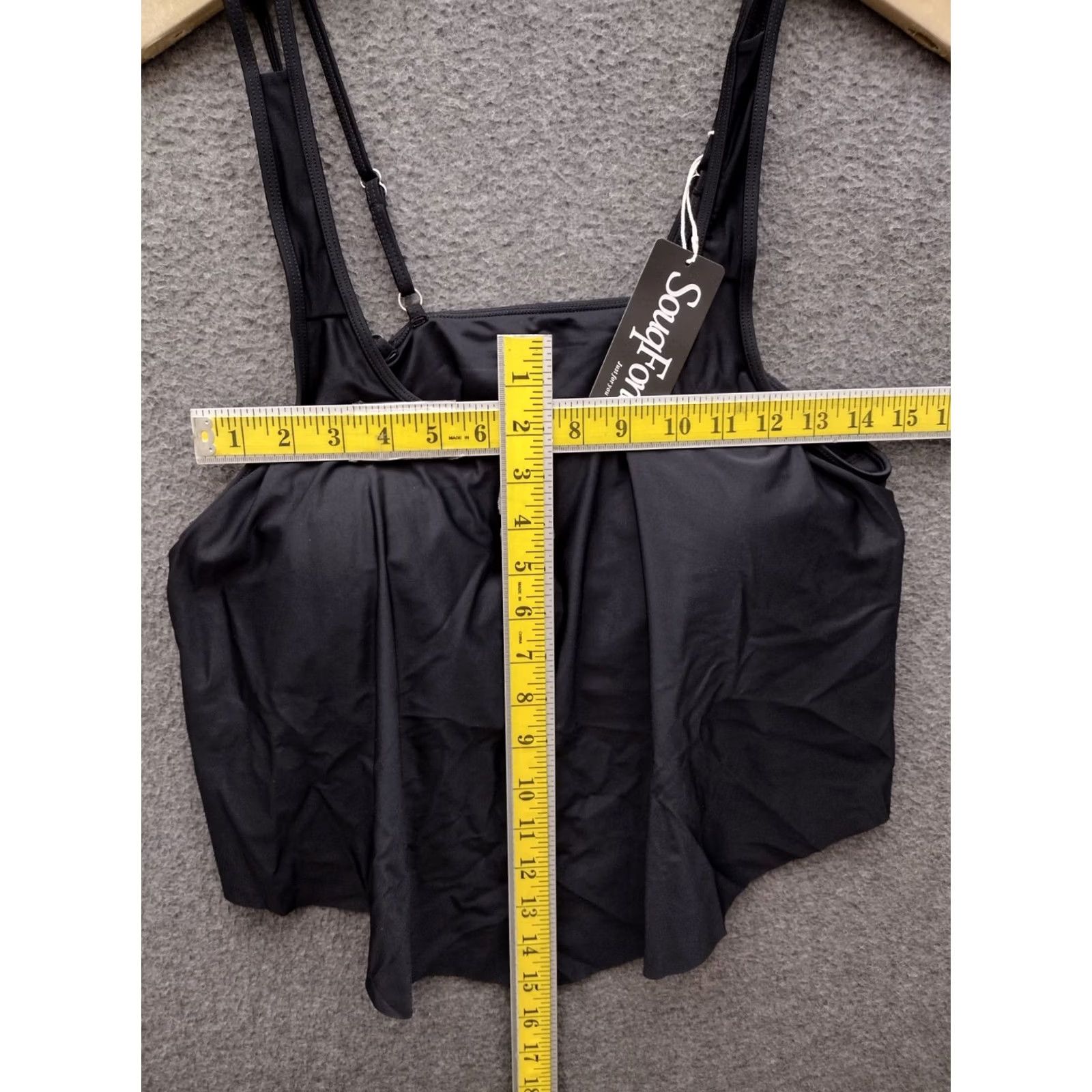 Swims Souqfone Black Top Women L Swim Bikini Top Ruffle Flounce Nylon Spandex Adjustable Strap Beach Summer Size L / US 10 / IT 46 - 4 Thumbnail