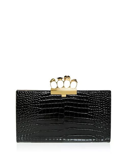Alexander McQueen 🔥$2.5KVALUE🔥Croc Four-ring Skull Flat Clutch Size ONE SIZE - 1 Thumbnail