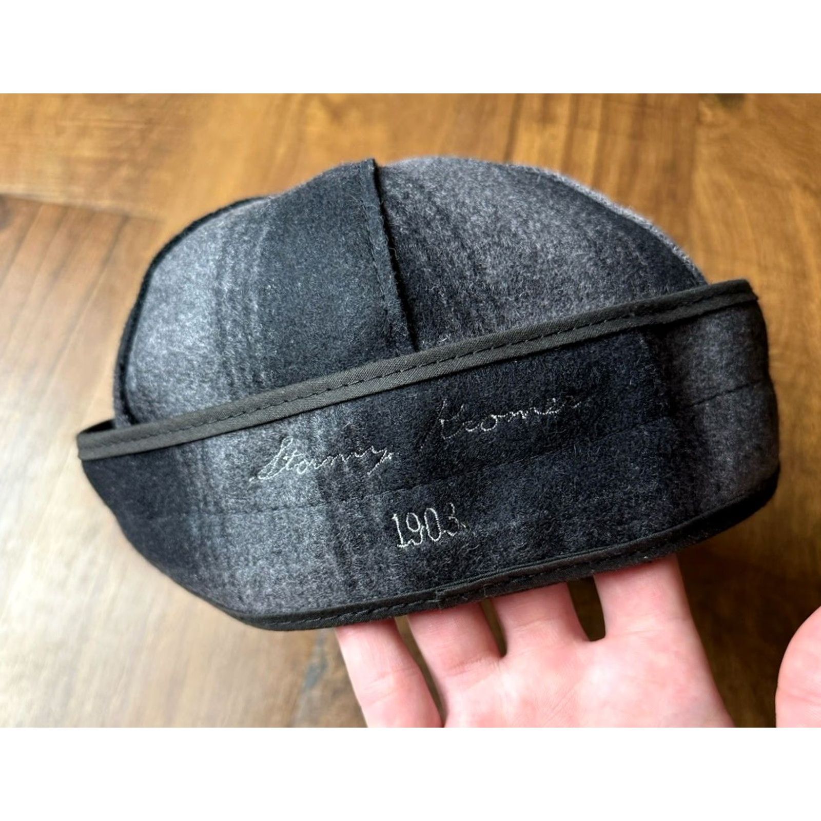 Vintage Stormy Kromer Hat Cap Mens 7 Gray Black Plaid Wool Winter Made USA Ear Flap Lined Baseball Cap Men Size ONE SIZE - 5 Thumbnail