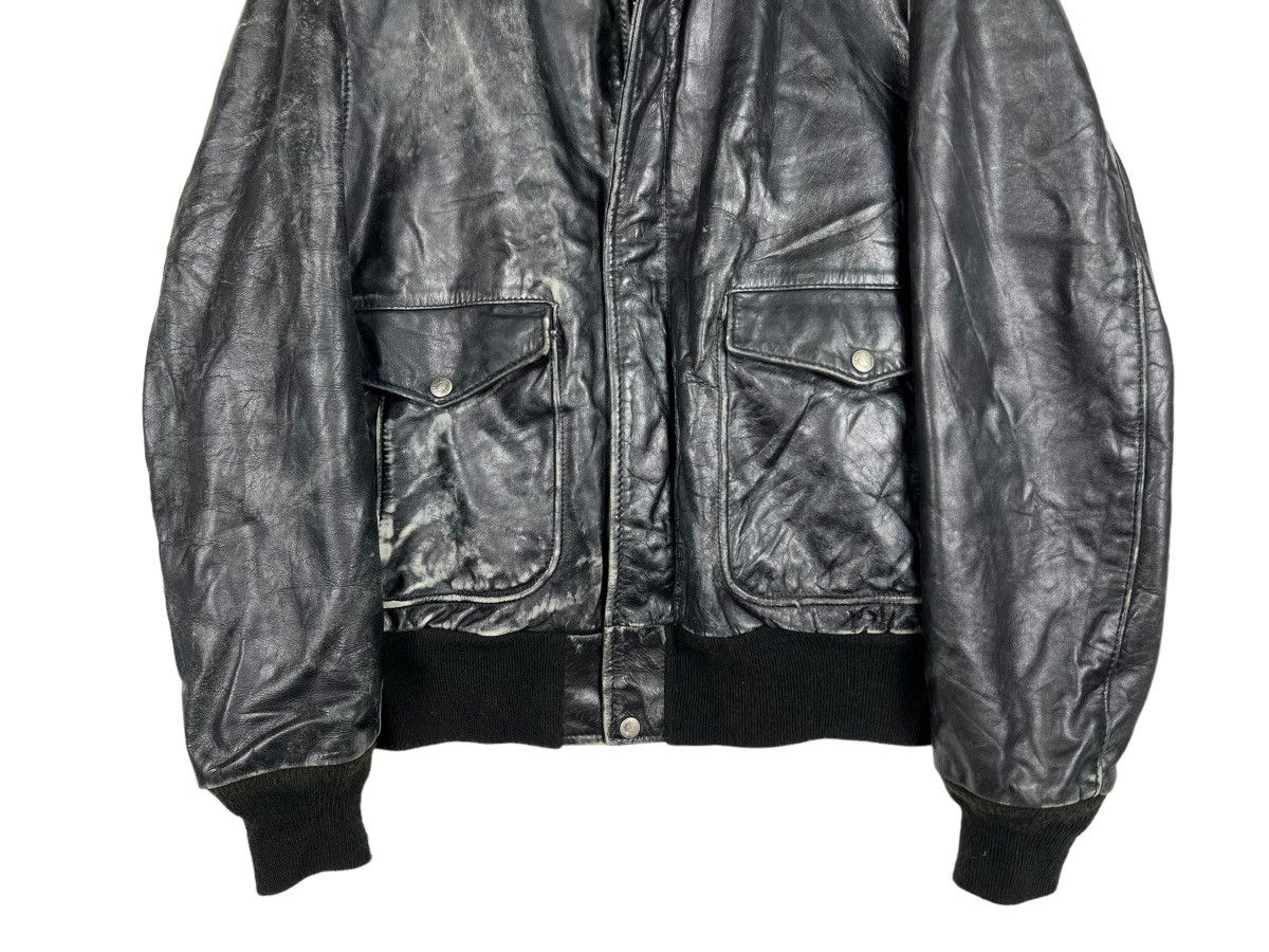 Schott 💥 1970s SCHOTT TYPE A-2 TOPGUN BLACK LEATHER JACKET Size US L / EU 52-54 / 3 - 4 Thumbnail