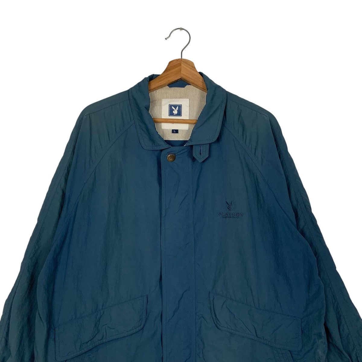 Playboy PLAYBOY Embroider Bunny Logo Blue Casual Jacket #1841-C80 Size US L / EU 52-54 / 3 - 2 Thumbnail