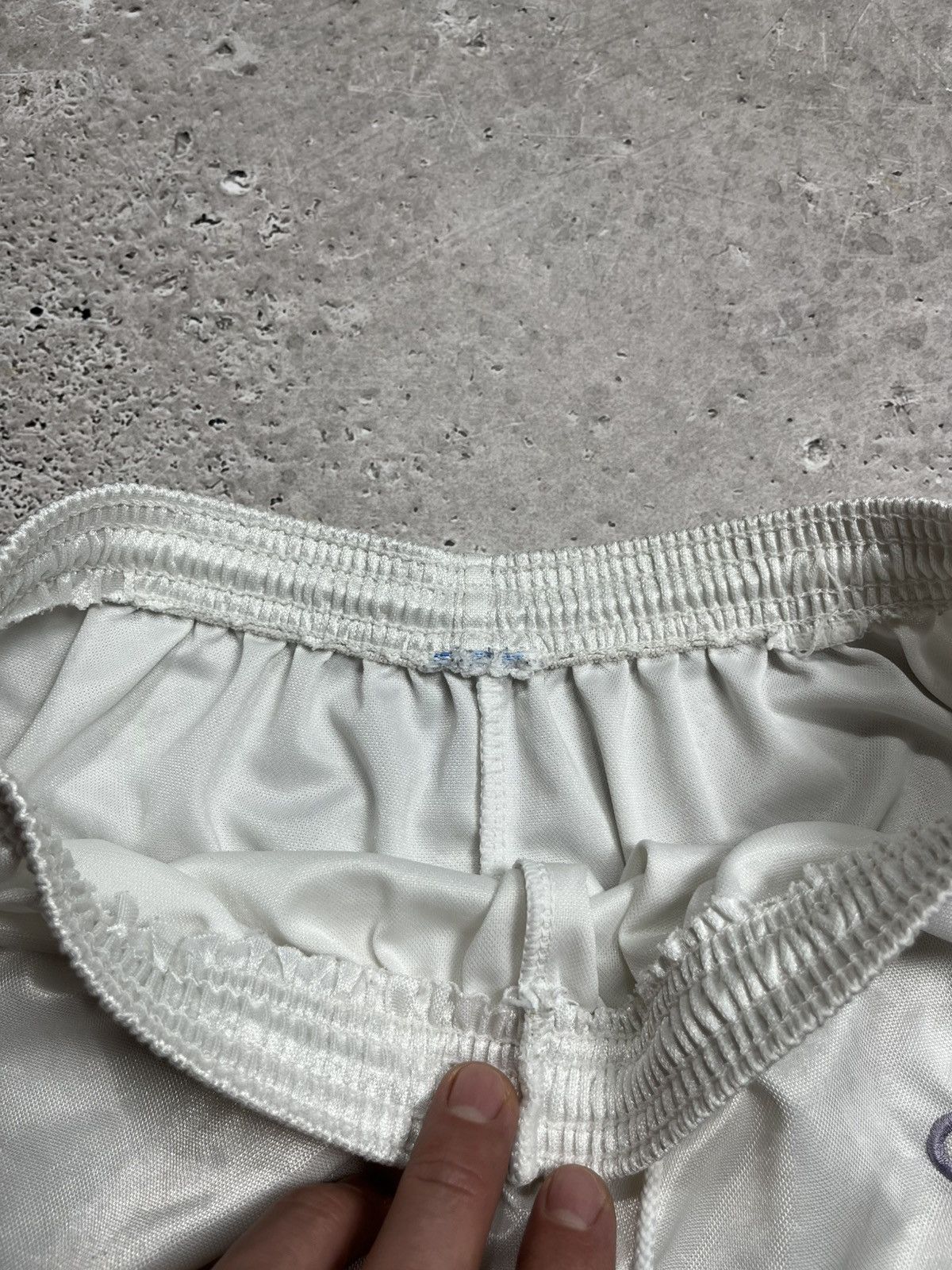 Adidas Adidas Vintage White Shiny Shorts with Purple Pattern Size US 26 / EU 42 - 7 Thumbnail