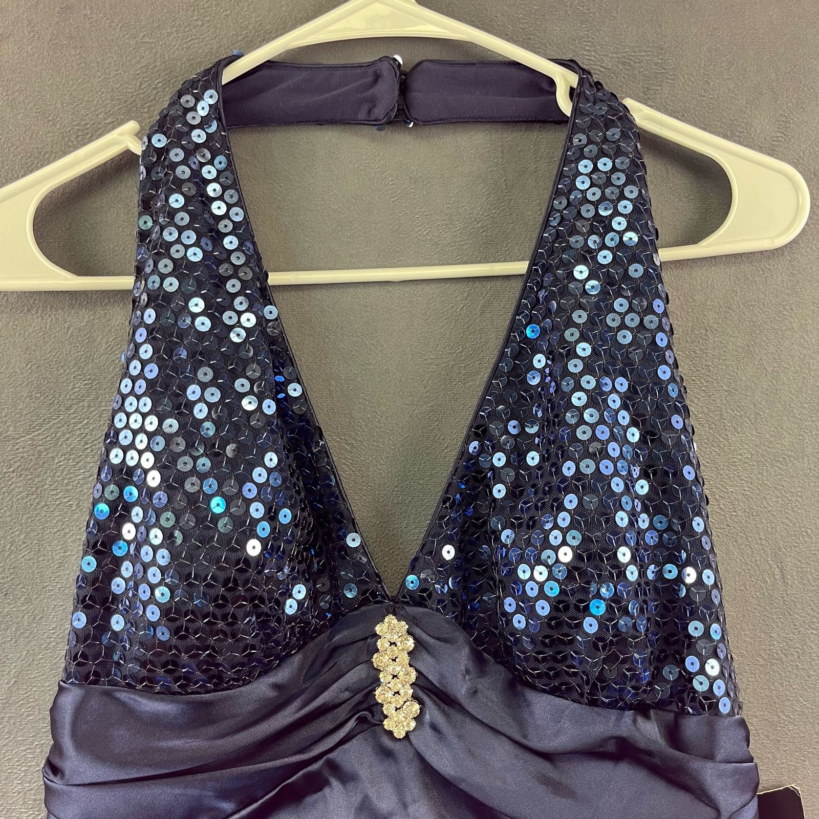 Other New Size 9/10 Roberta Sequin Halter Dress Satin Formal Prom Size L / US 10 / IT 46 - 2 Thumbnail