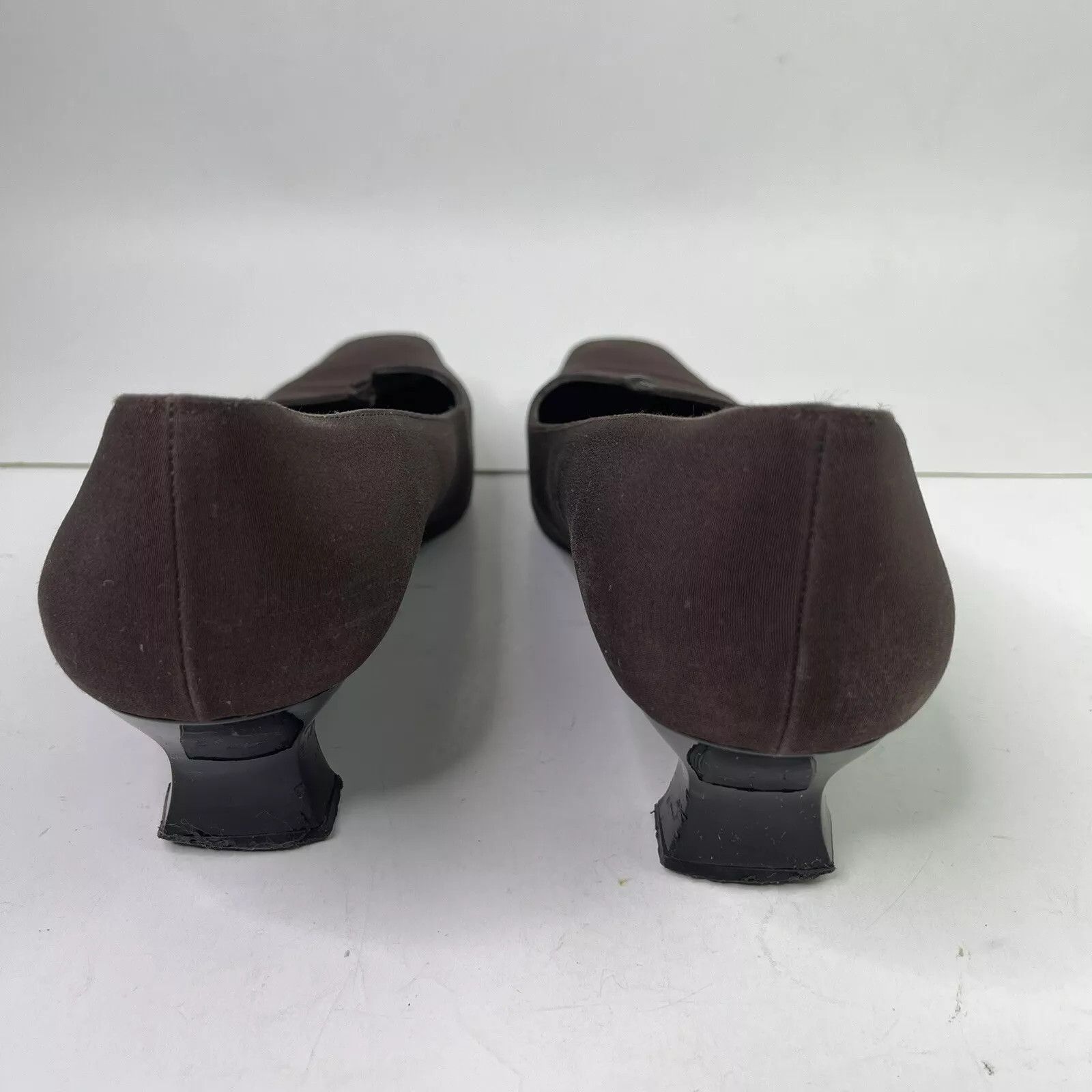 Stuart Weitzman Stuart Weitzman Brown Fabric Pumps Low Black Patent Heels Size US 9.5 / IT 39.5 - 3 Thumbnail