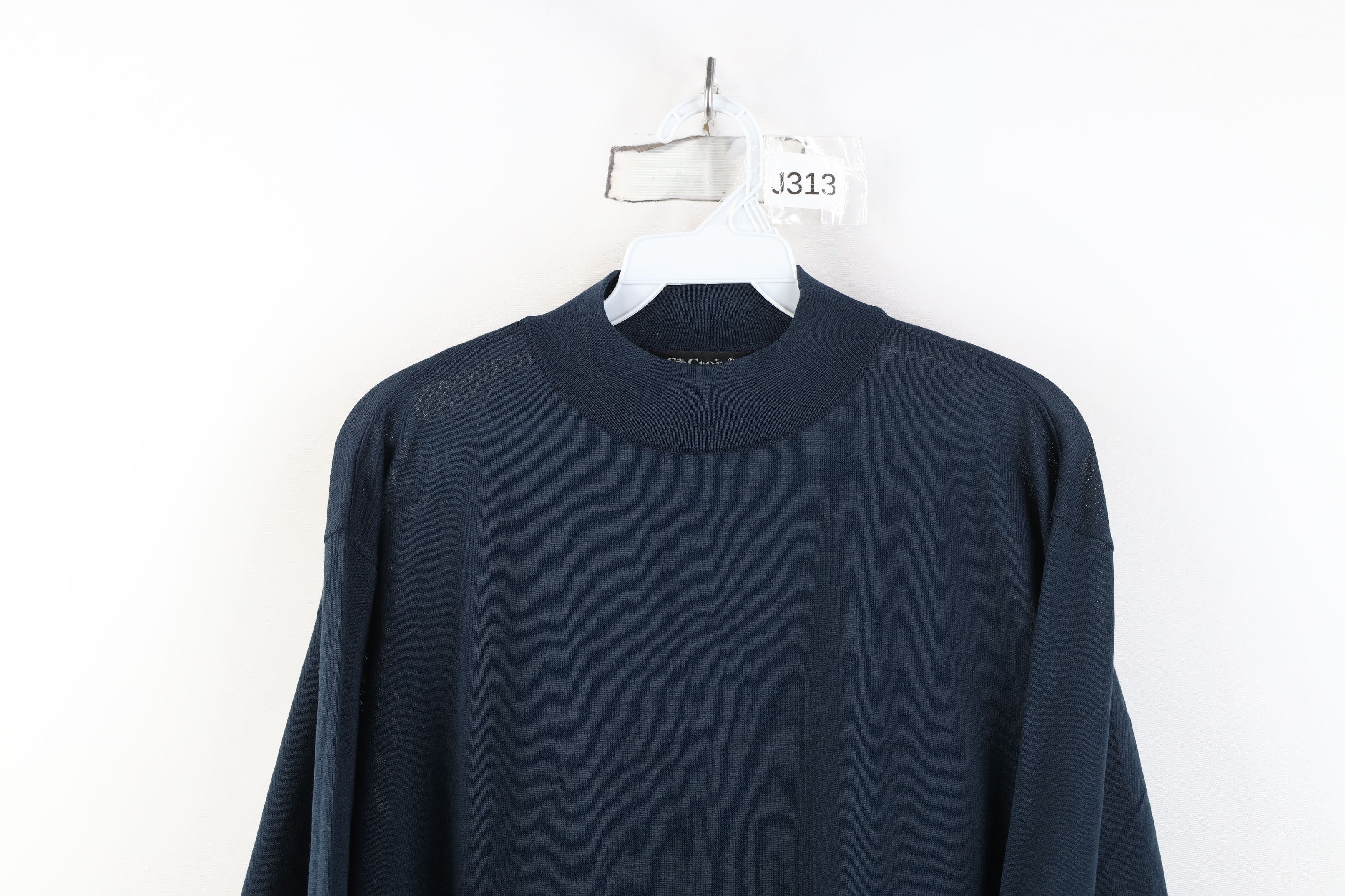 St. Croix Vintage 90s St Croix Lightweight Mock Neck Sweater Blue USA Size US L / EU 52-54 / 3 - 2 Thumbnail