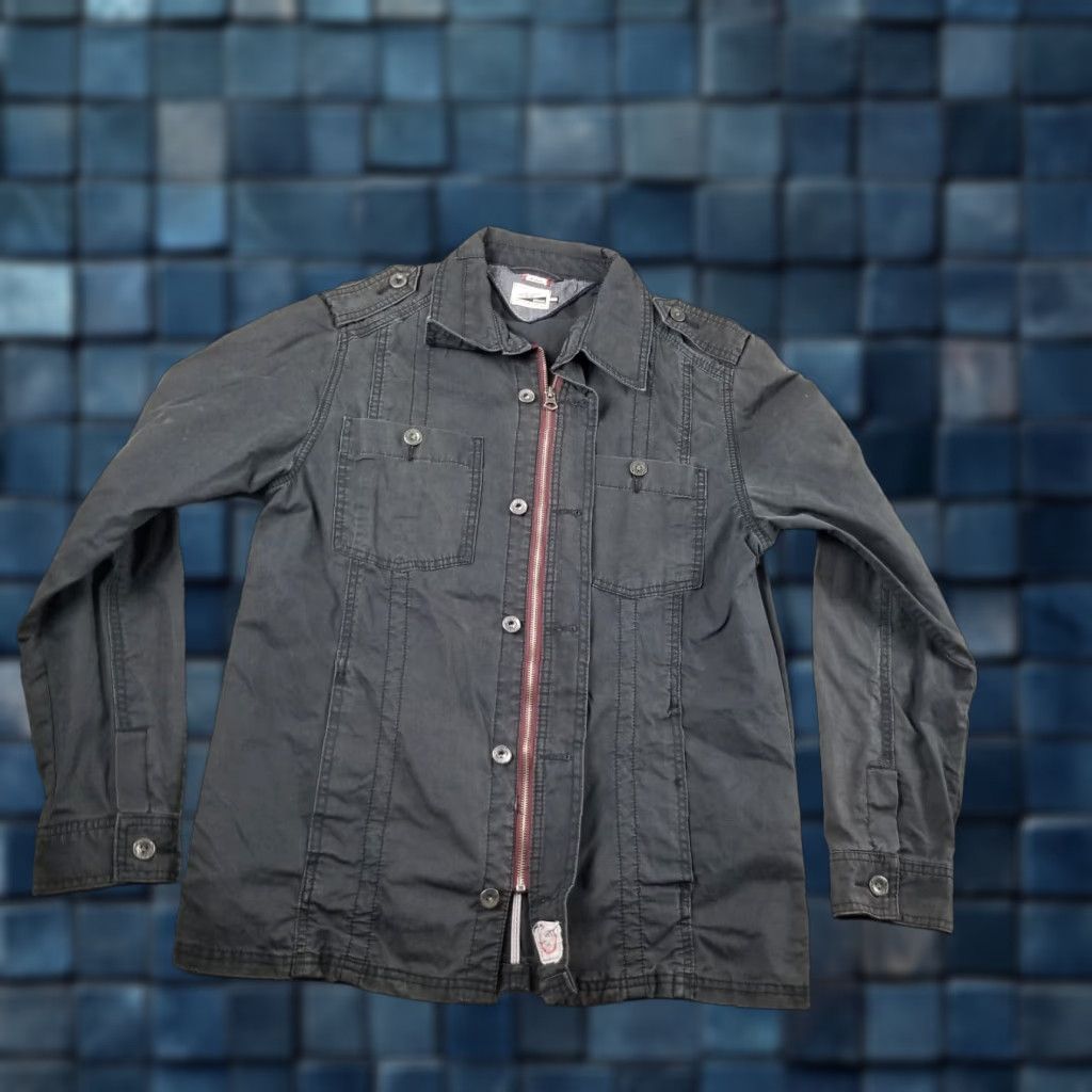 Tommy Hilfiger VINTAGE Tommy Hilfiger Denim Jacket Men's Y2K Charcoal Cotton Medium Coat Size US M / EU 48-50 / 2 - 1 Thumbnail