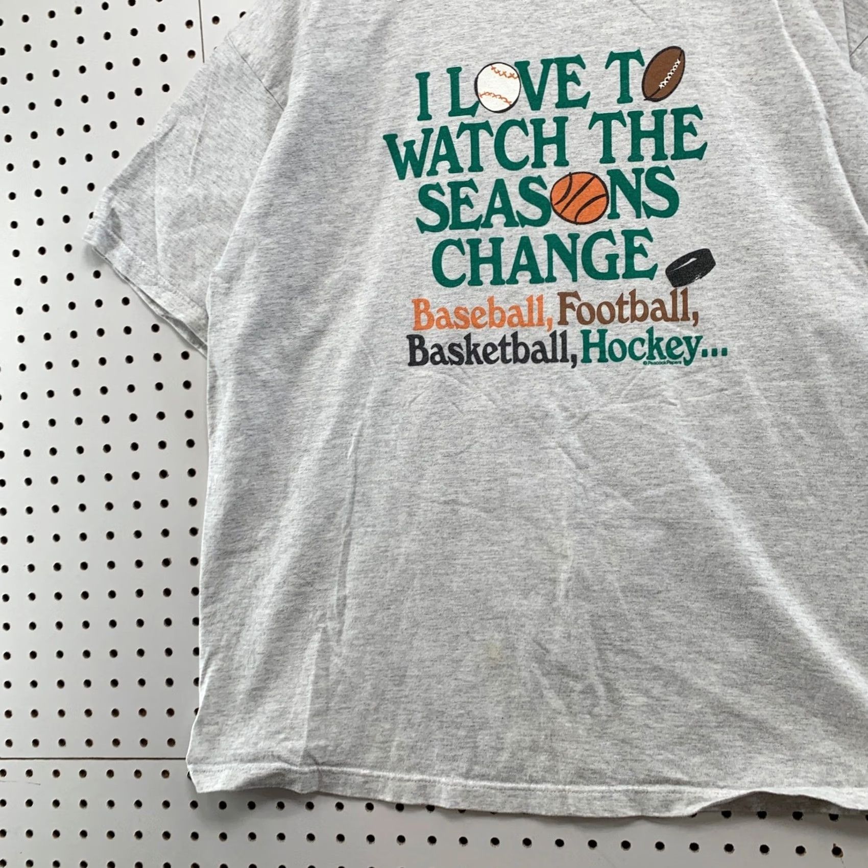 Jerzees VINTAGE Funny Sports T Shirt Mens XL Grey 90s Seasons Change Single Stitch USA Size US XL / EU 56 / 4 - 5 Thumbnail