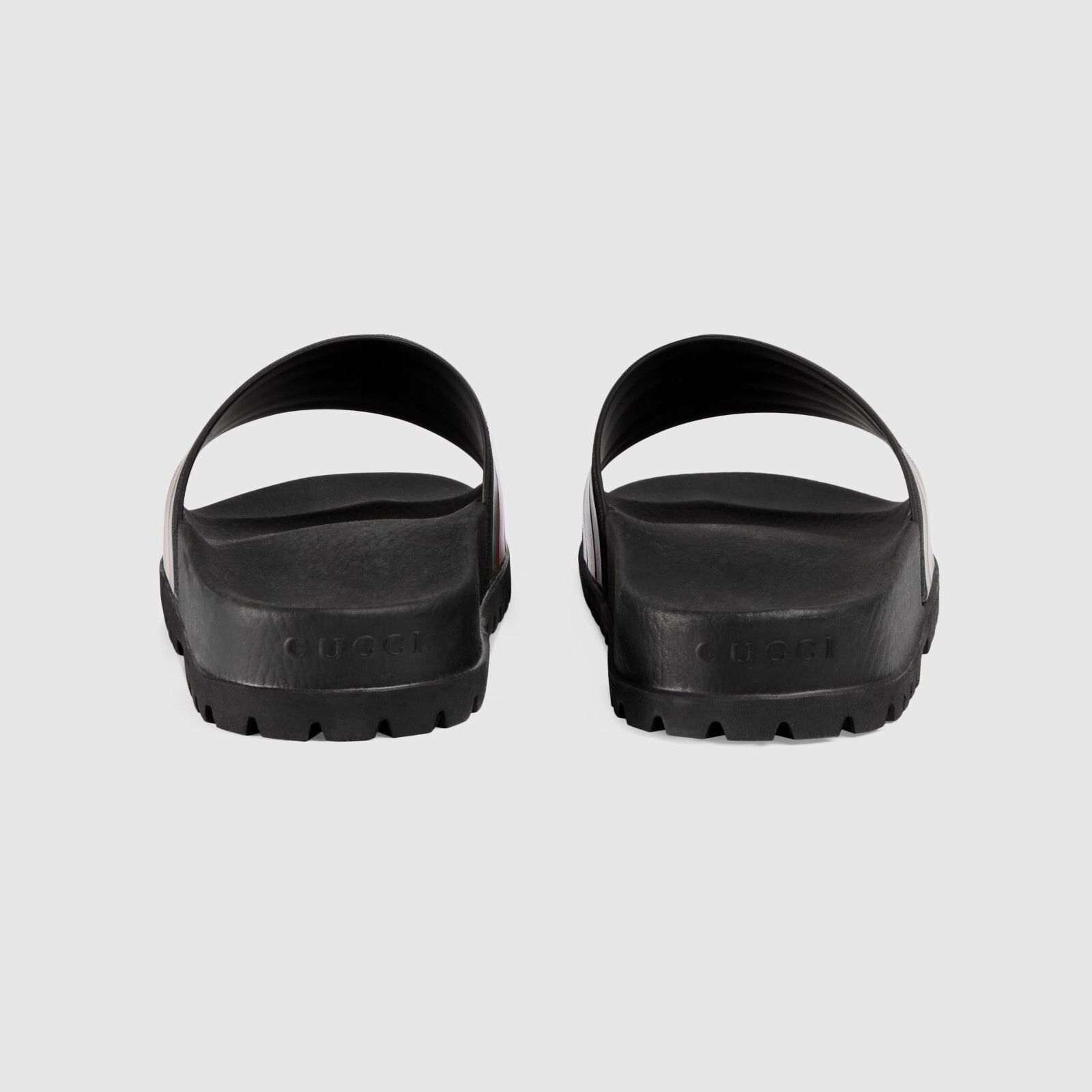 Gucci GUCCI Men's Black Rubber Web Slide Sandals New Authentic Size US 12.5 / EU 45-46 - 4 Thumbnail