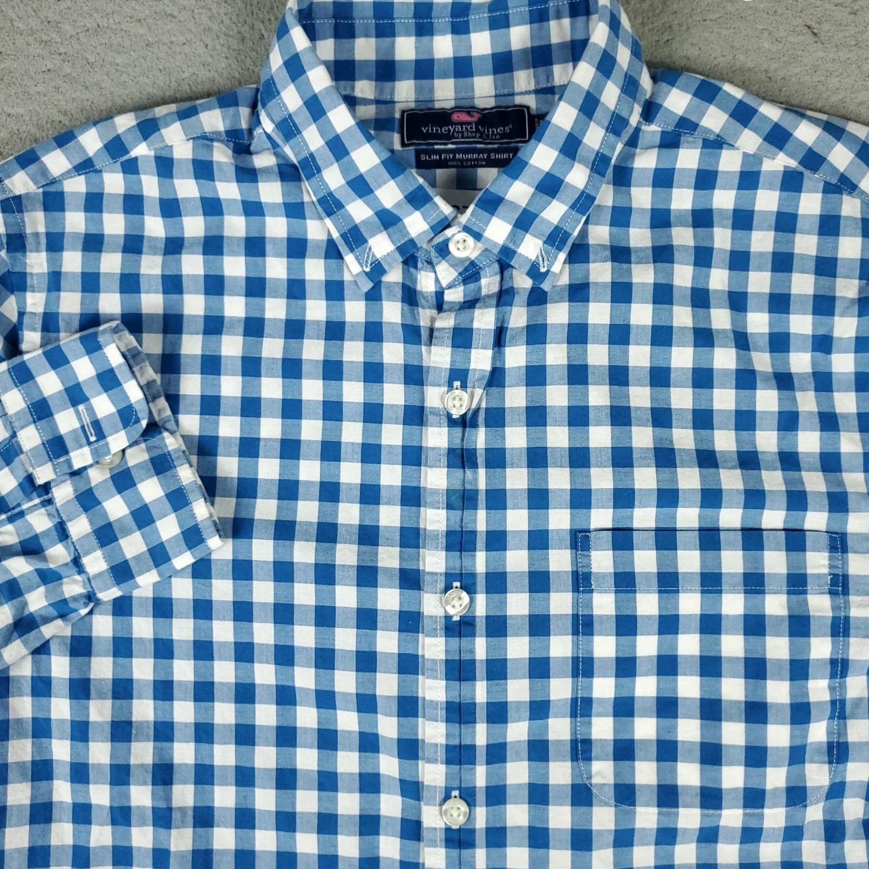 Vineyard Vines Vineyard Vines Shirt Mens Size Medium Blue Check Slim Fit Button Up Long Sleeve Size US M / EU 48-50 / 2 - 2 Thumbnail