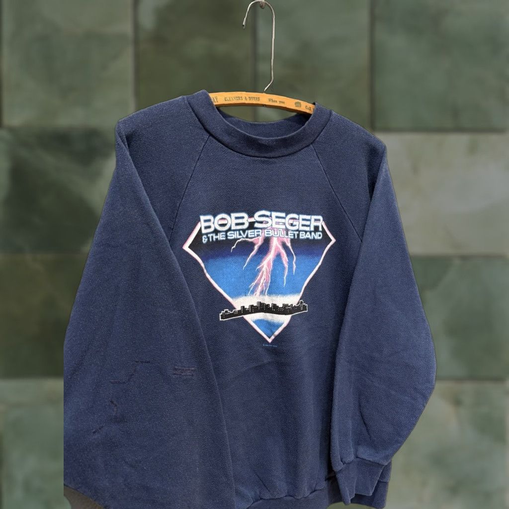 Vintage VINTAGE Bob Seger And The Silver Bullets Band Blue Sweatshirt XL Men 80s Pullover Wrights Band Size US XL / EU 56 / 4 - 1 Thumbnail