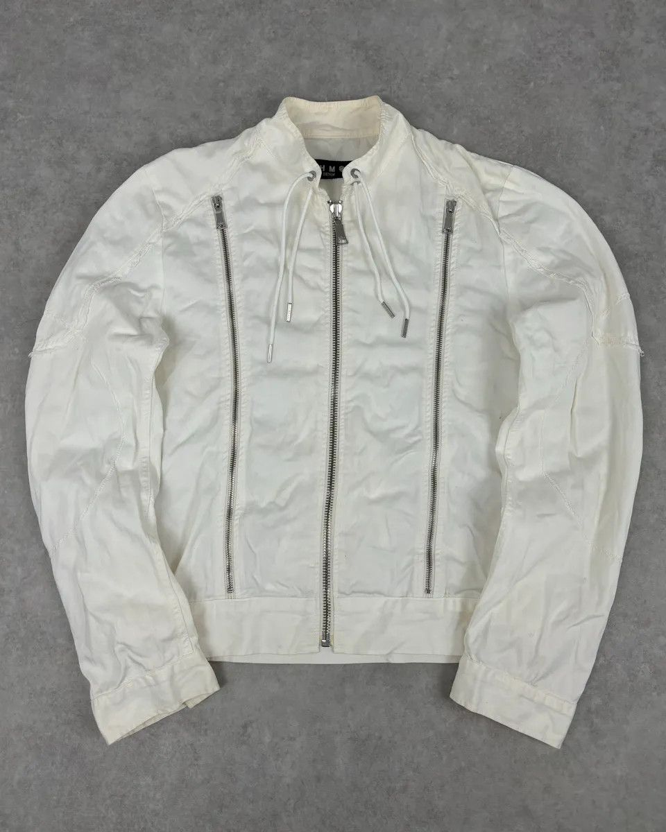 John Richmond Richmond Multi Zip White Avant-Garde Biker Jacket Size US M / EU 48-50 / 2 - 1 Thumbnail