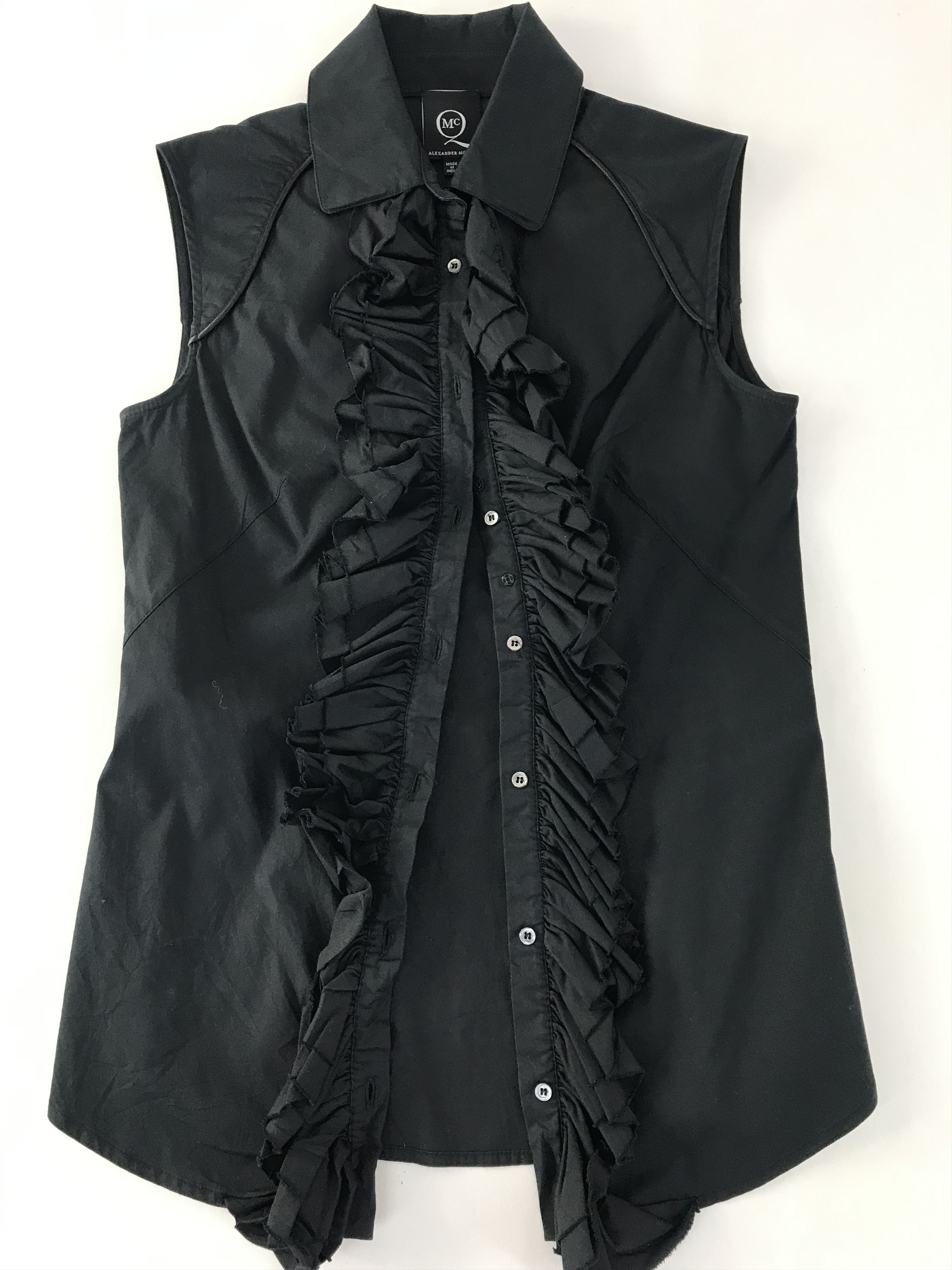 MCQ Alexander McQueen Black Blouse Top Ruffle