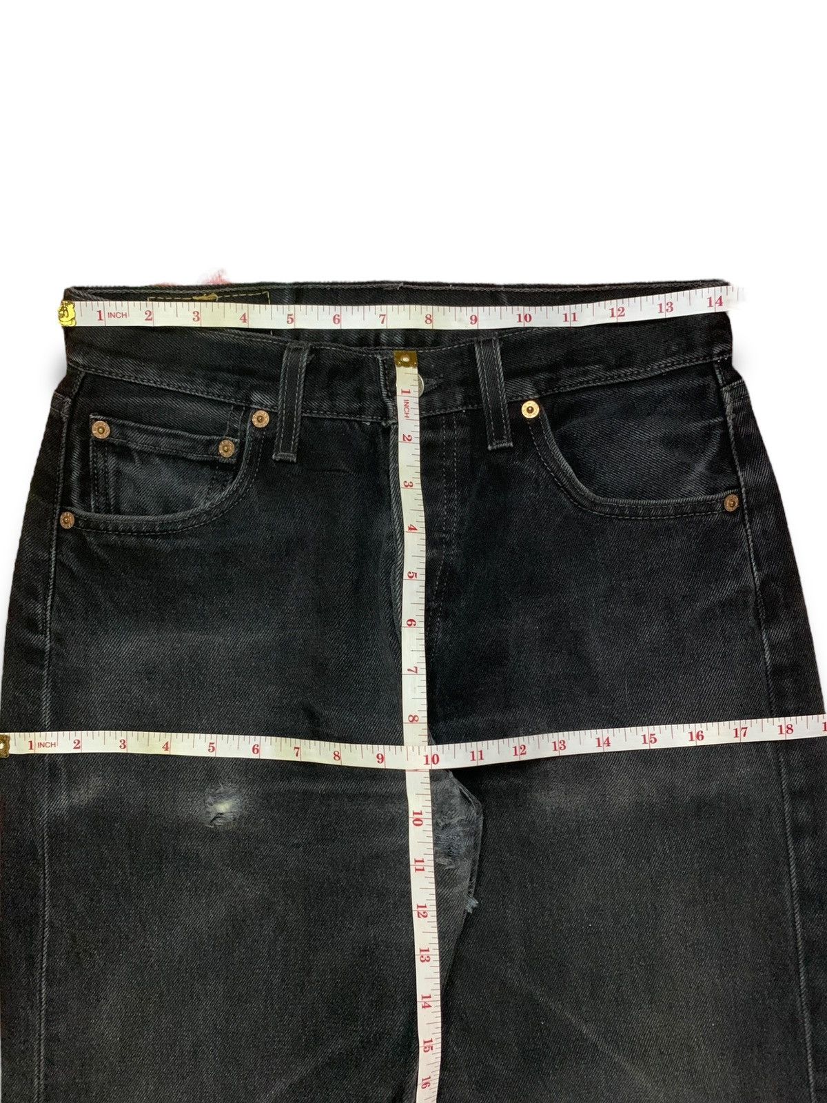Levi's × Levi's Vintage Clothing Vintage 90s Levis 501 Distressed Black Loose Jeans 29x29 Size US 29 - 10 Thumbnail