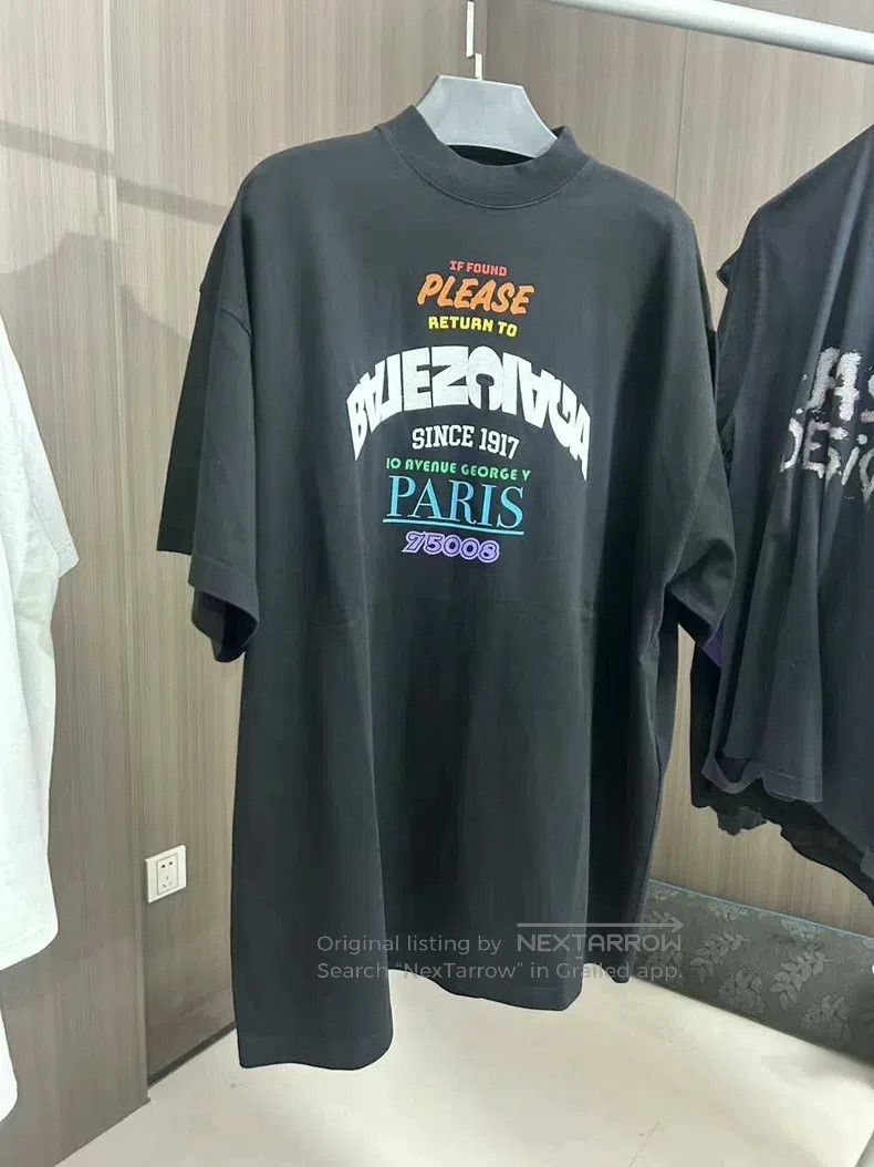 Balenciaga Balenciaga Chest Embroidered Rainbow Letter Logo Black Sho Size US L / EU 52-54 / 3 - 1 Thumbnail