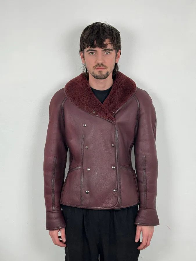 Kenzo 1990s Kenzo Bordeaux Shearling Leather Jacket Size US S / EU 44-46 / 1 - 2 Thumbnail