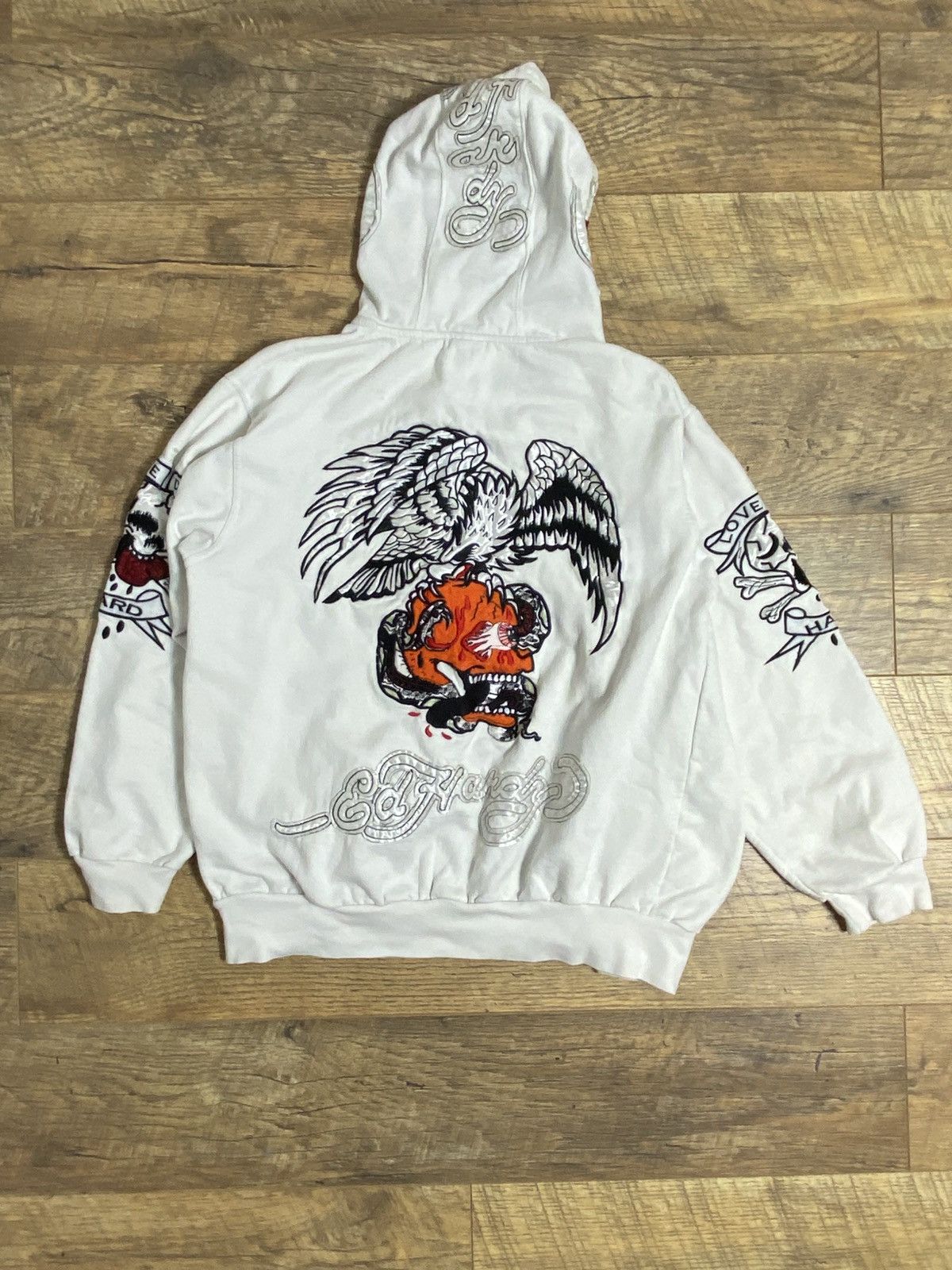 Ed Hardy Ed Hardy Style All-Over Embroidery Hoodie Y2K Retro Rare Size L / US 10 / IT 46 - 5 Thumbnail
