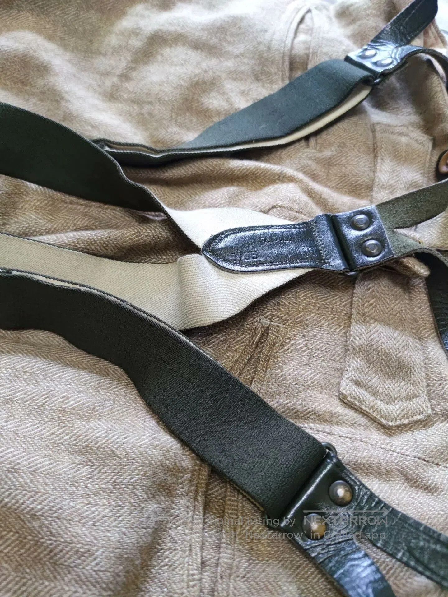 Ziggy Chen Men's Wool Suspenders with Herringbone Pattern. Size US 34 / EU 50 - 7 Thumbnail