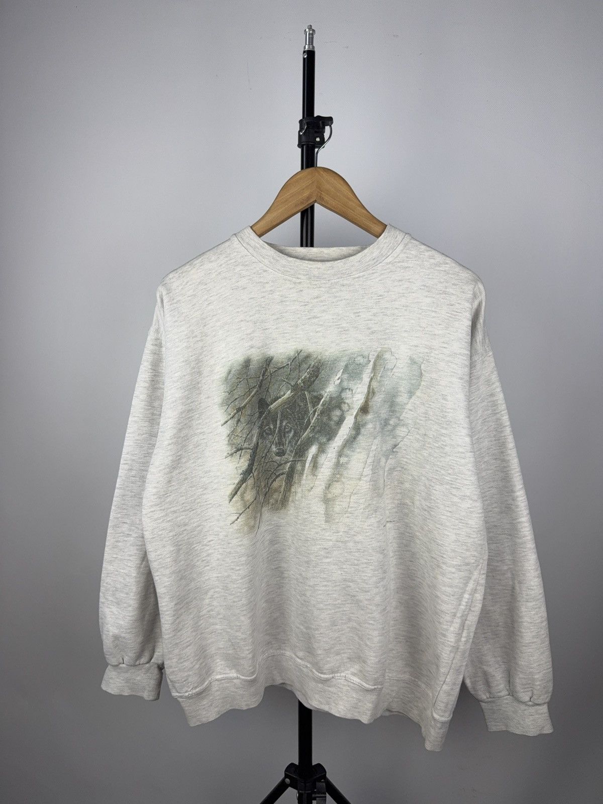 Vintage Vintage 90s Wolf Forest Print Sweatshirt Made in UAE XL Size US XL / EU 56 / 4 - 1 Thumbnail