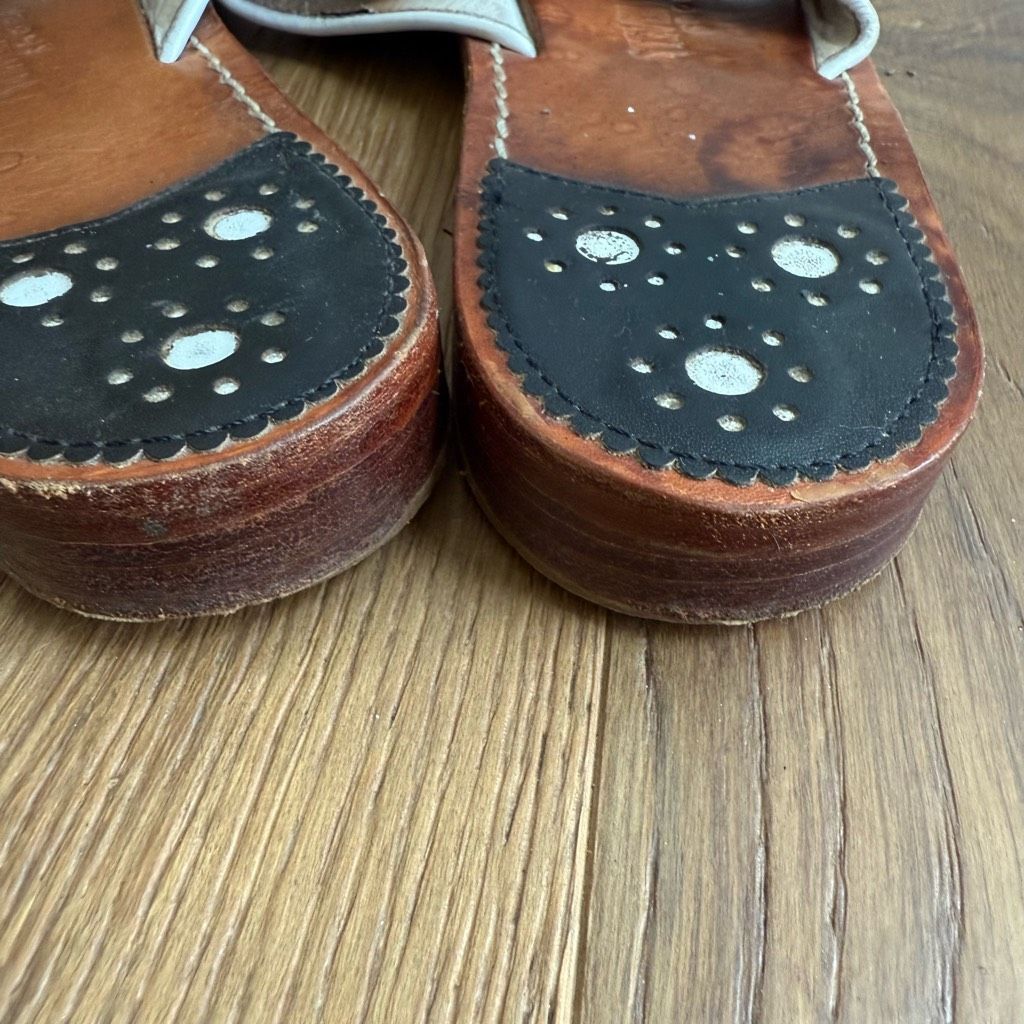 Other Steven Salario Black White Leather Slip On Flat Sandals 9 Size US 9 / IT 39 - 5 Thumbnail