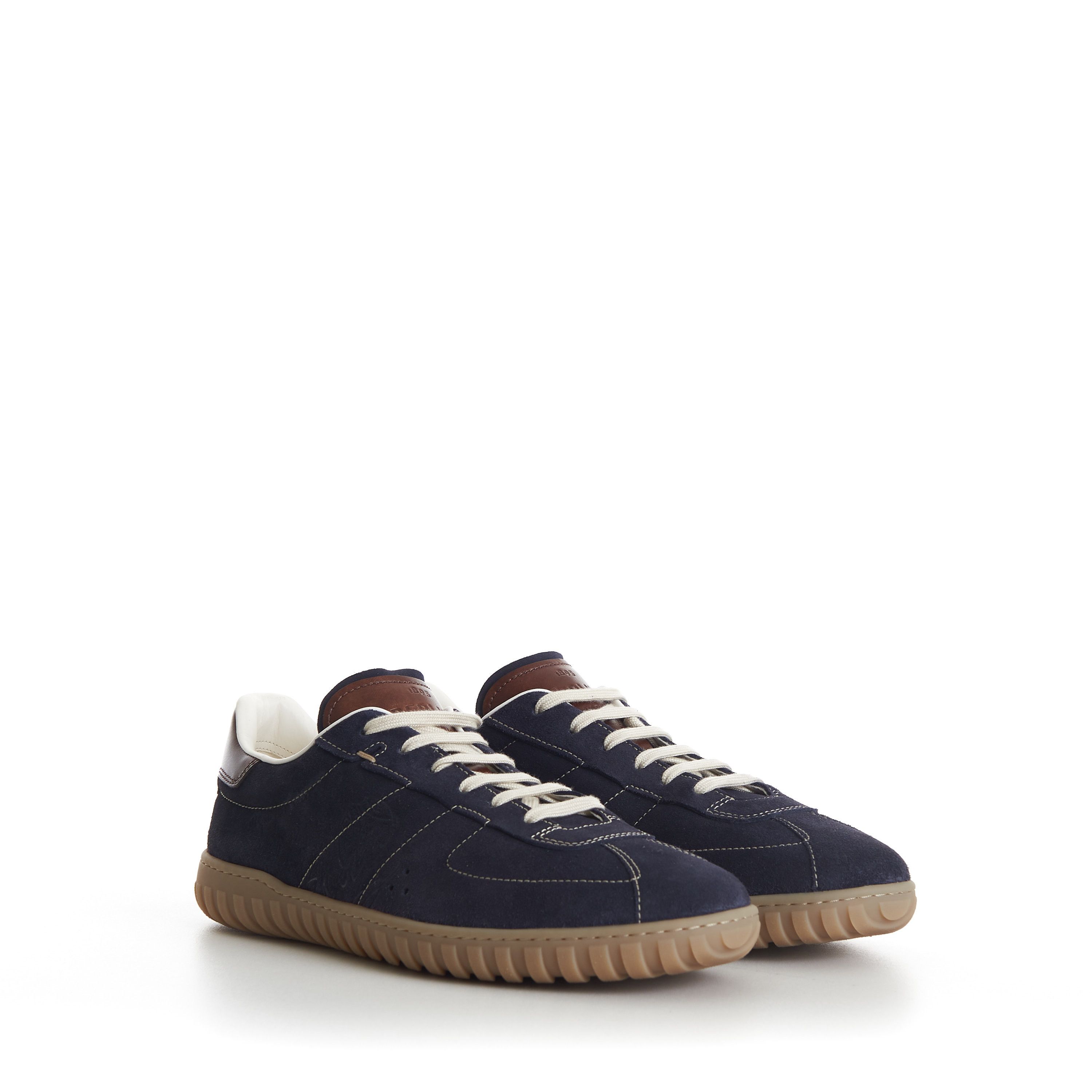 Berluti Navy Trainer Suede Sneaker - Scritto, Patina Leather Heel Size US 7 / EU 40 - 1 Thumbnail