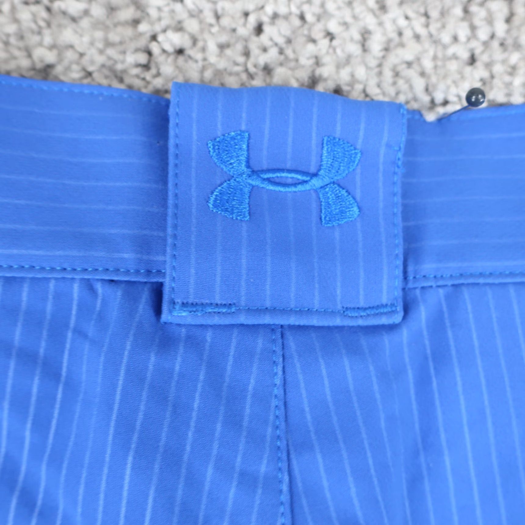 Under Armour Under Armour Shorts Men 28 Blue Striped HeatGear Performance Stretch Long Inseam Chino Casual Loose Breathable Lightweight Inseam 12 in 28 in Mens Size US 28 / EU 44 - 5 Thumbnail