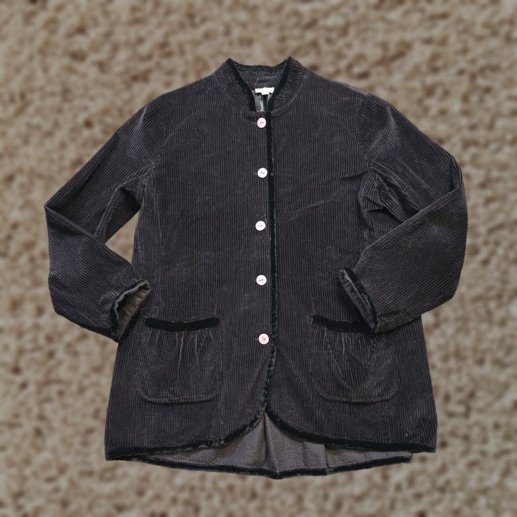 J. Jill VINTAGE J. Jill Top Womens Medium Black Velour Corduroy Button Pocket Career Size M / US 6-8 / IT 42-44 - 1 Thumbnail