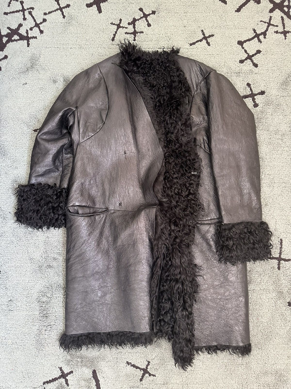 Maison Margiela Archive Margiela Fall 1998 AW98 Flat Shearling Coat Vintage Size L / US 10 / IT 46 - 1 Thumbnail