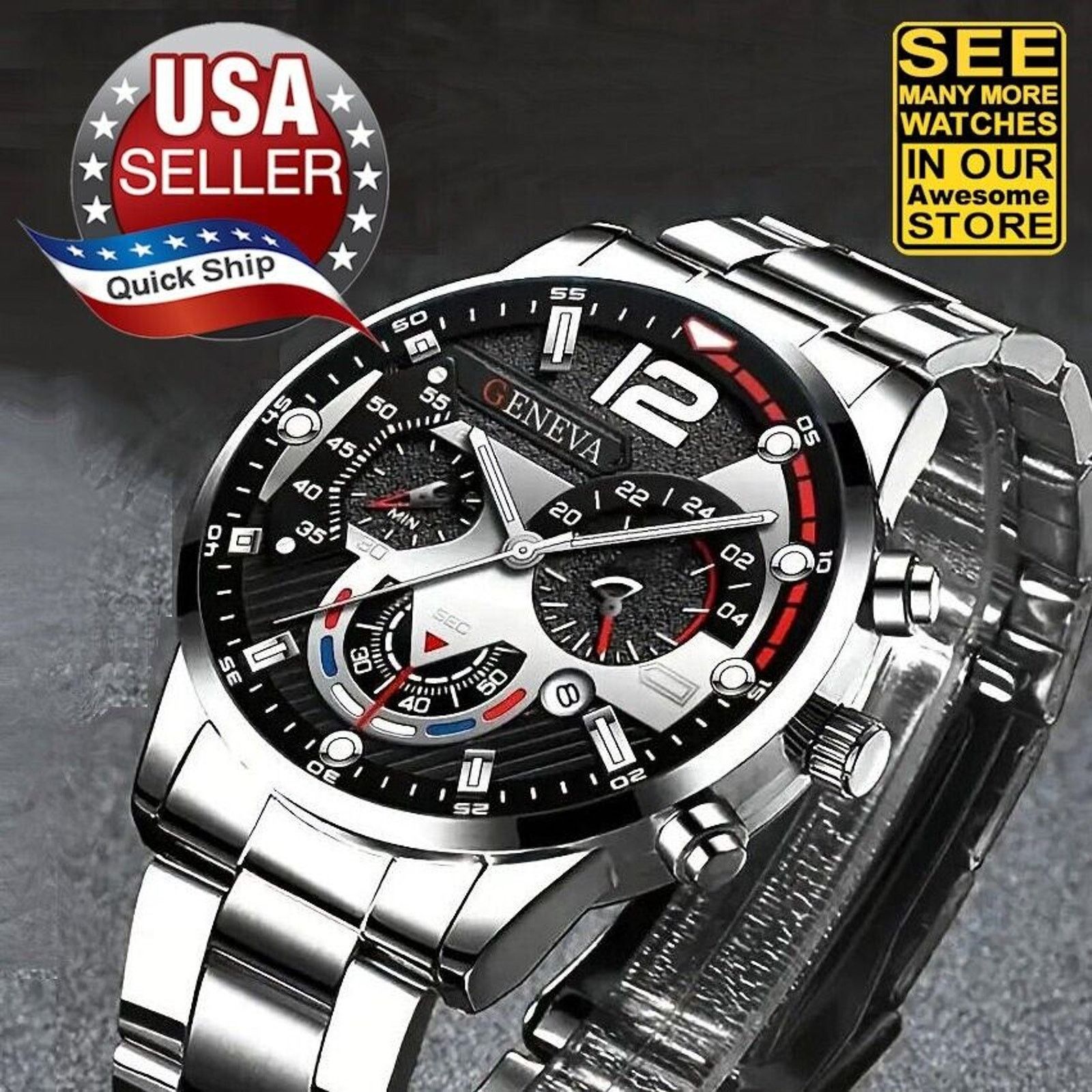 Other Men's Wrist Watch & Chain Bracelet Set • Chronograph Style Size ONE SIZE - 1 Thumbnail