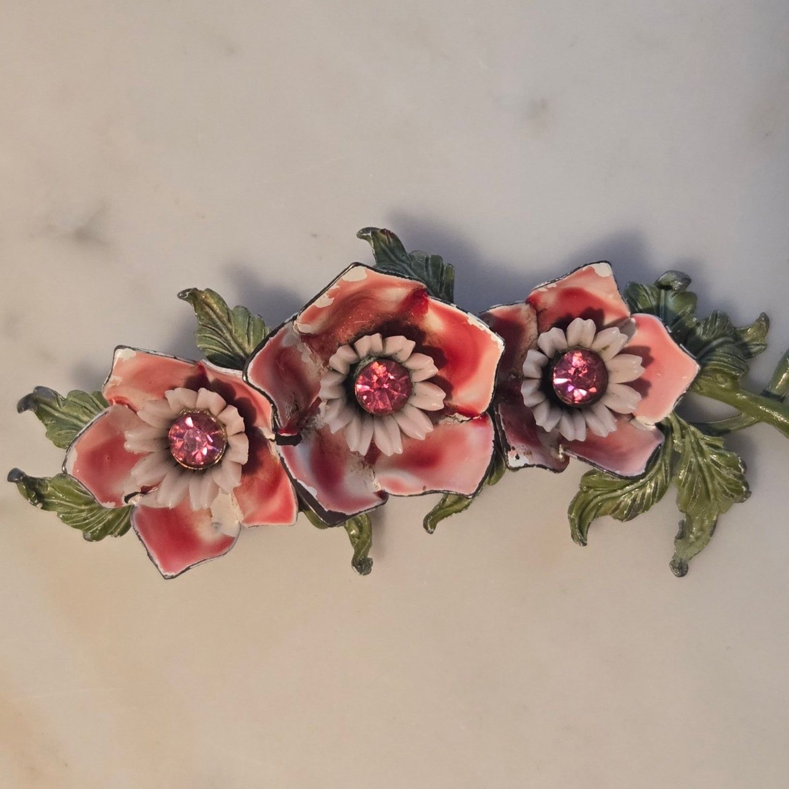 Pieces Uniques Vintage Floral Brooch Vintage Enamel Flower Enamel Pink Size ONE SIZE - 1 Thumbnail