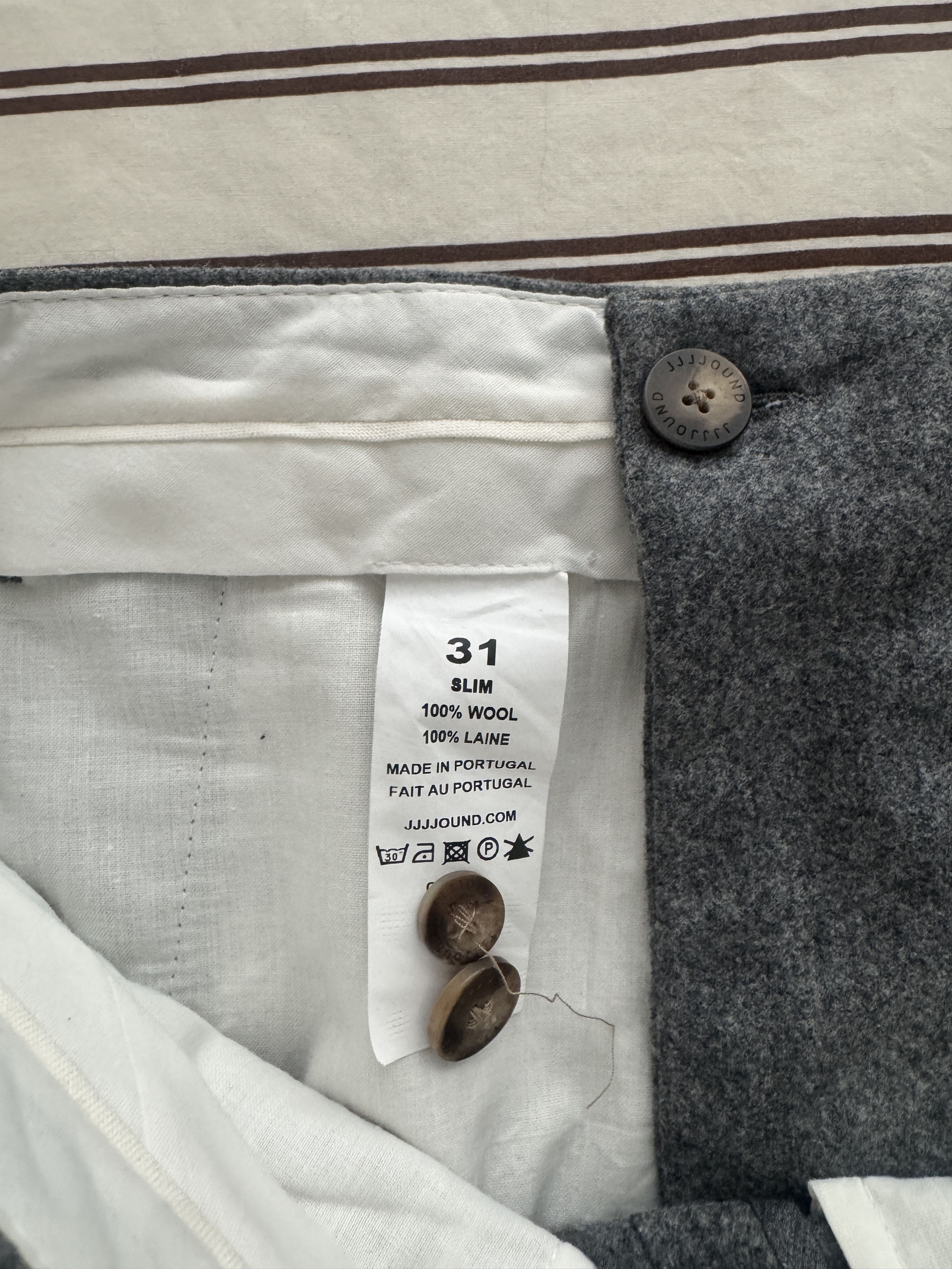 JJJJound Slim Gray Wool Trousers Size US 31 - 3 Thumbnail