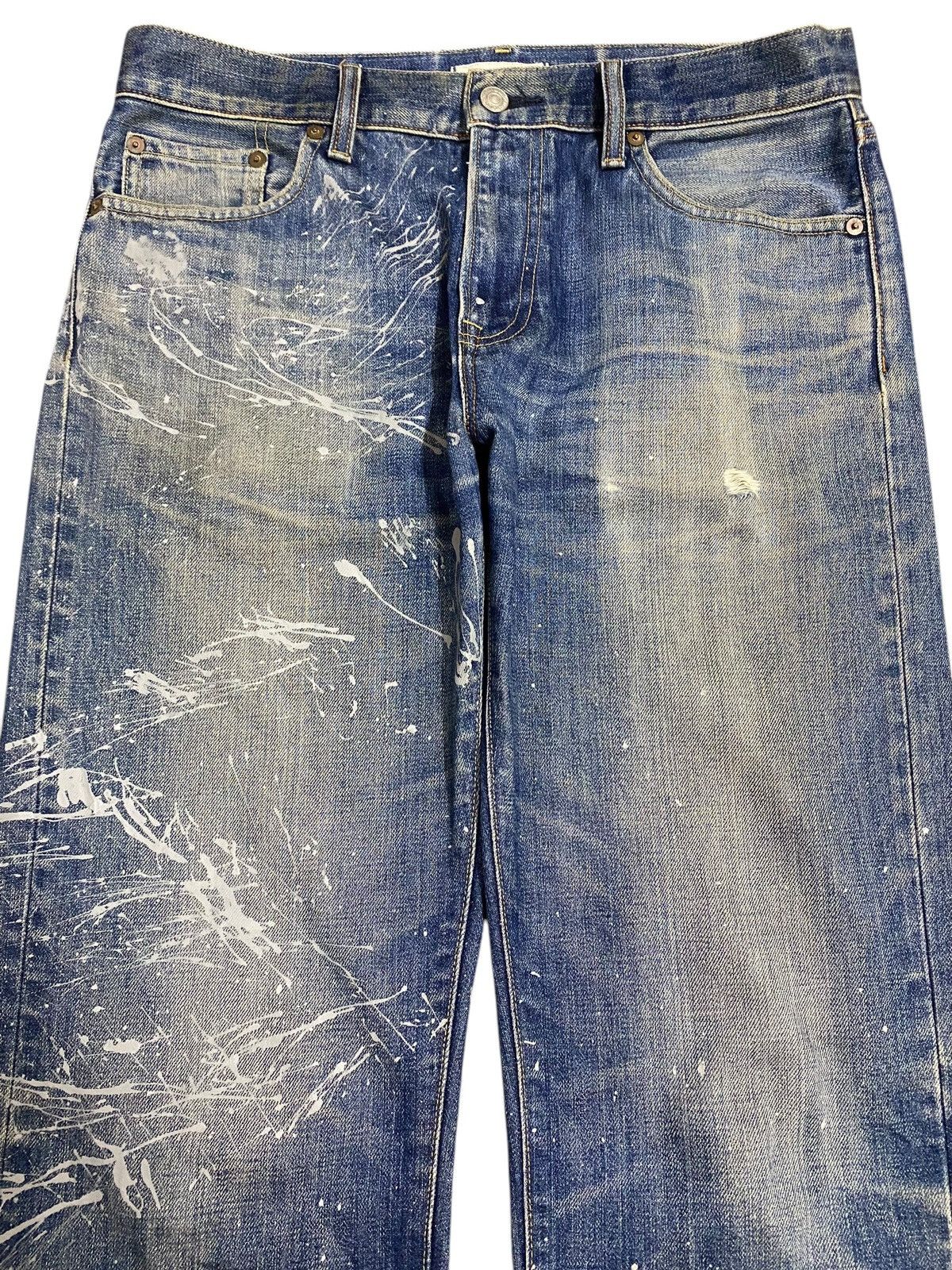 Jun Takahashi Vintage JapaneseBrands Blue Wash Custom Splatter Loose Jeans Size US 33 - 3 Thumbnail