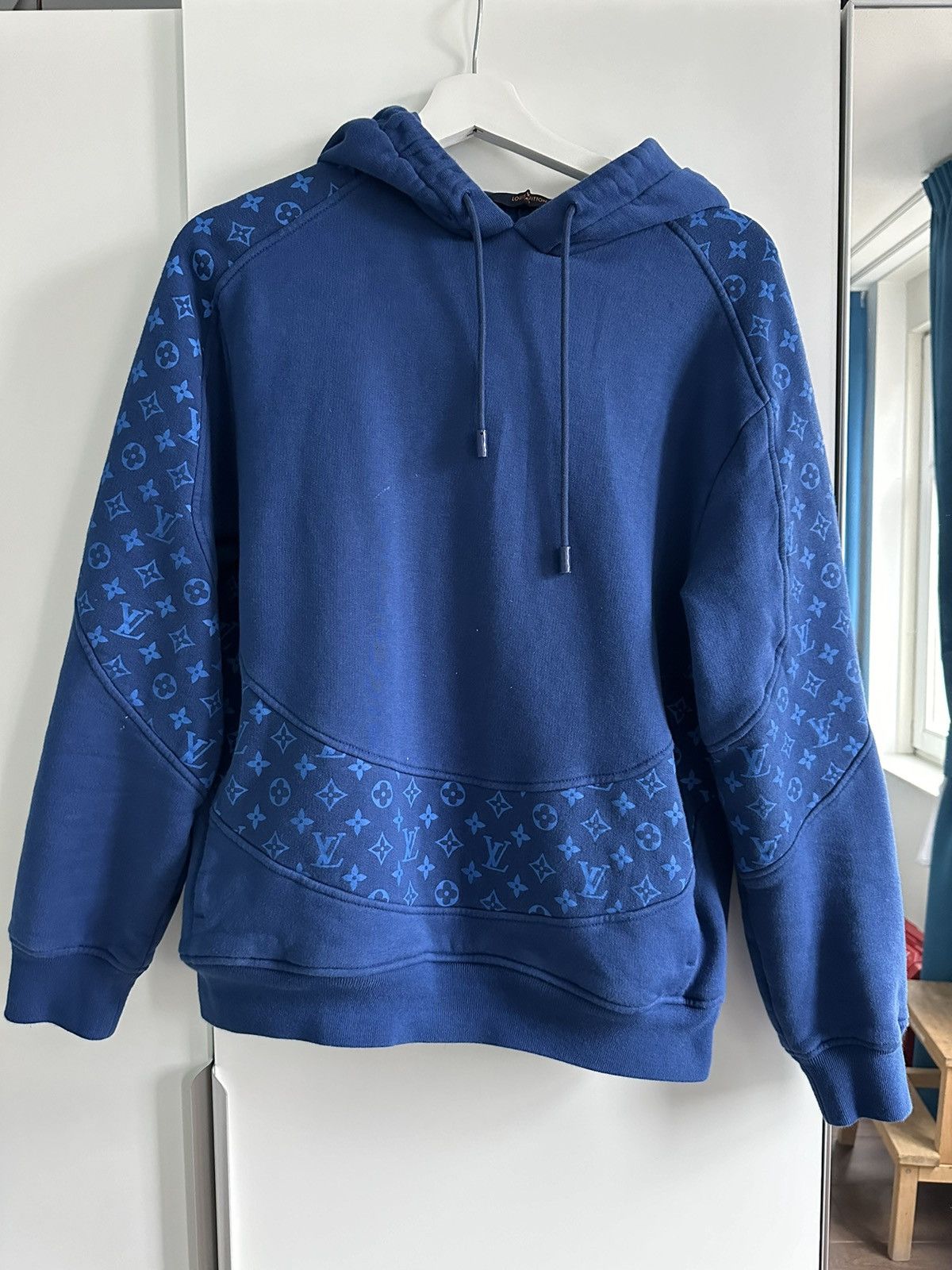 image of Louis Vuitton Circle Monogram Hoodie in Blue, Men's (Size Small)