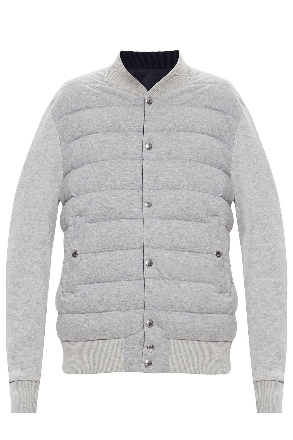 image of Moncler Grey Reversible Bomber Jacket in Grey Navy Blue, Men's (Size Medium)