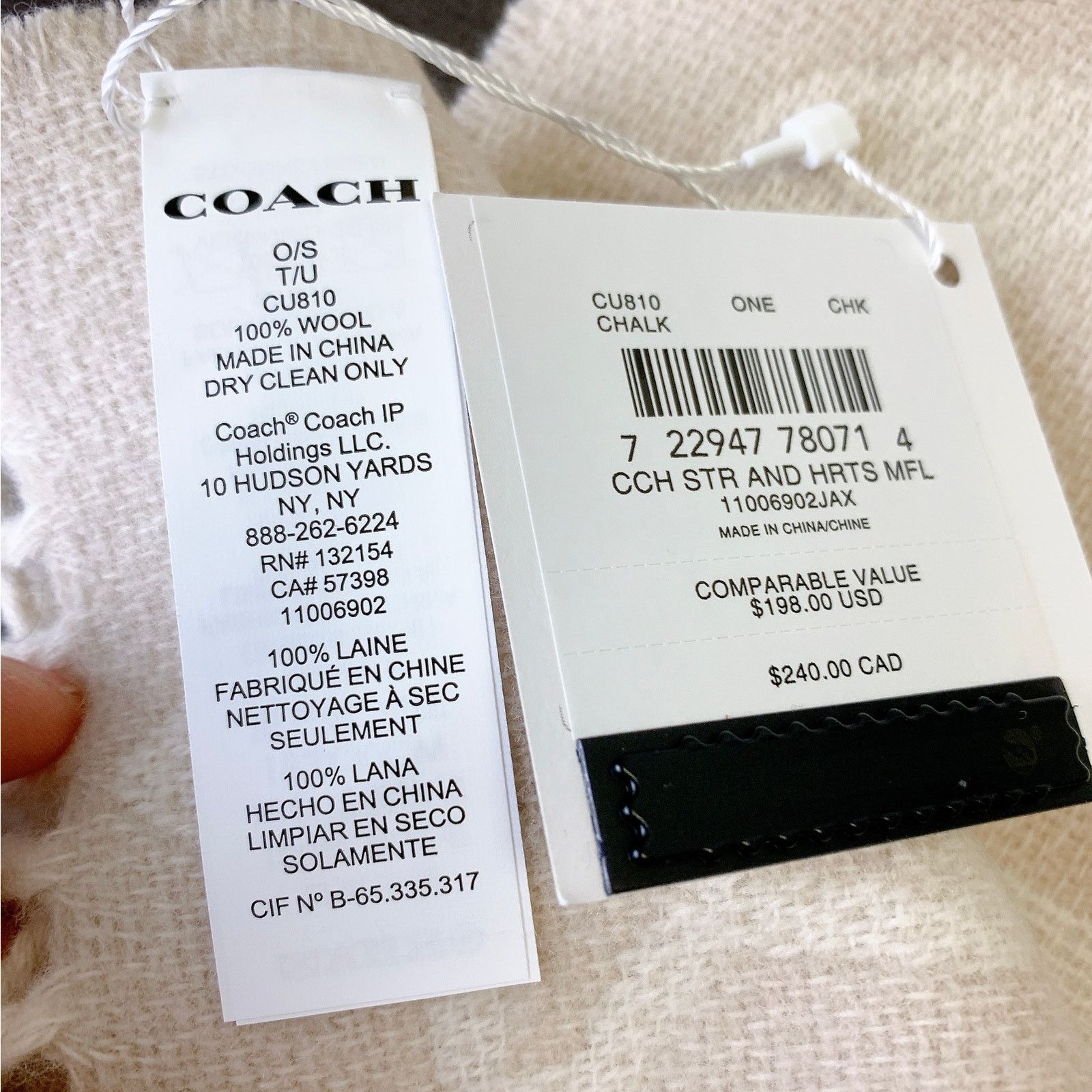 Coach Coach CU810 Stars And Hearts Print Muffler IN Chalk Size ONE SIZE - 4 Thumbnail