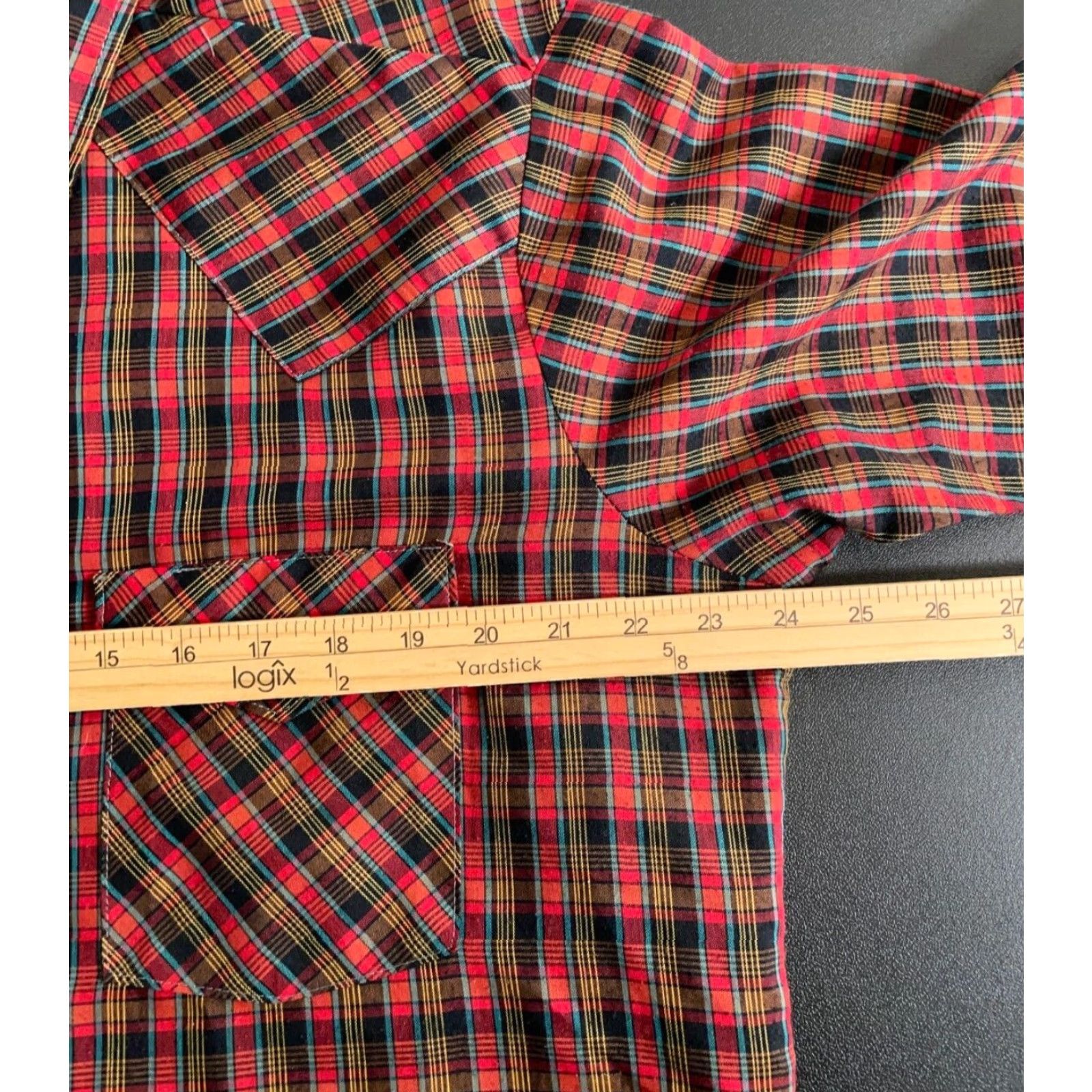 Vintage VTG Saddle King Western Shirt Men XL Red Blue Tartan Plaid Pearl Snap Buttons Size US XL / EU 56 / 4 - 5 Thumbnail