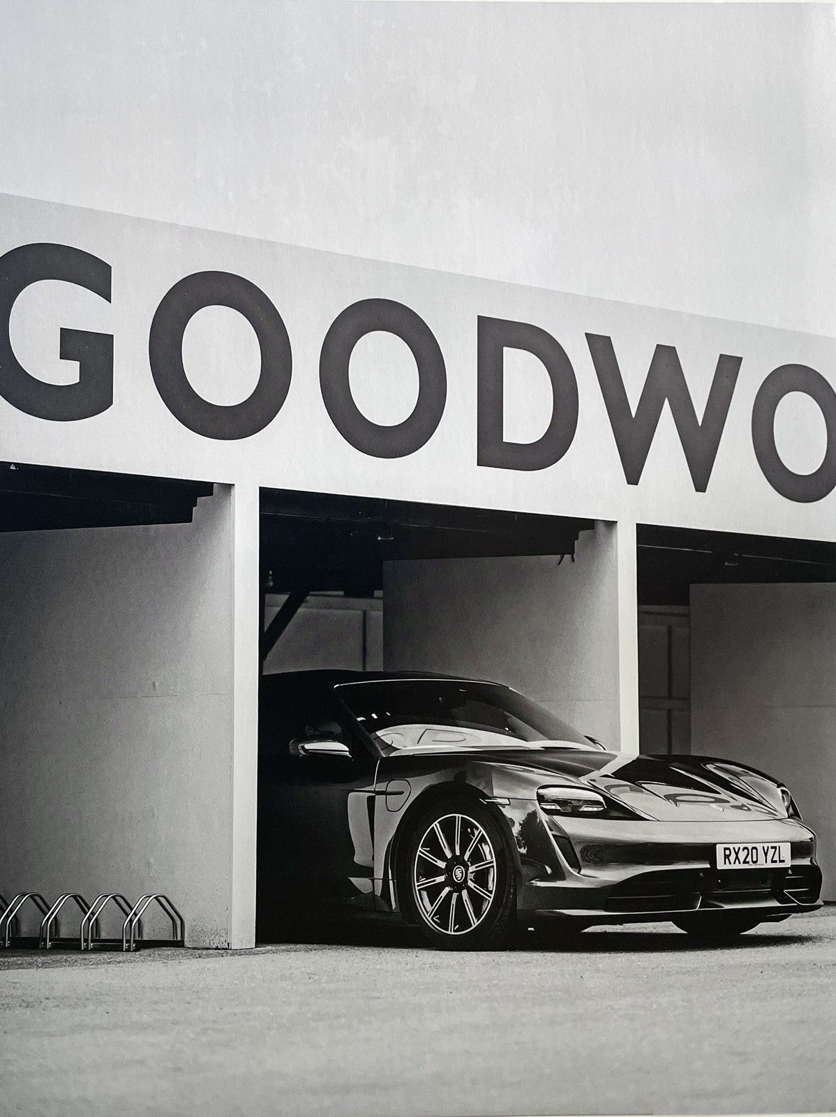 Porsche Design × Vintage Porsche car on track black/white photo Poster framed 9x11 Size ONE SIZE - 2 Thumbnail
