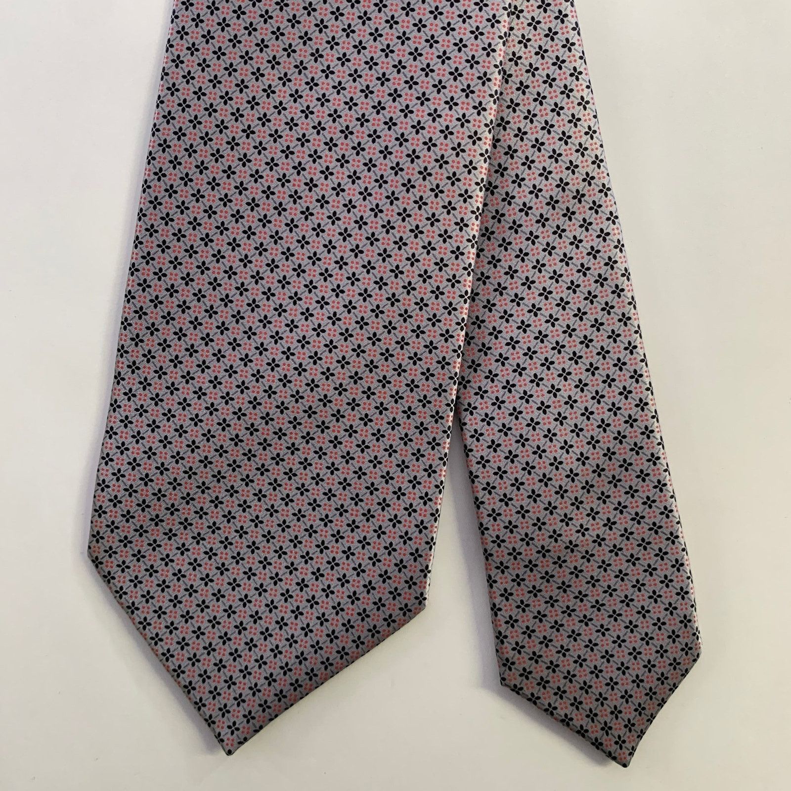 Dolcepunta DOLCEPUNTA Silver Red Floral Silk Tie Size ONE SIZE - 1 Thumbnail