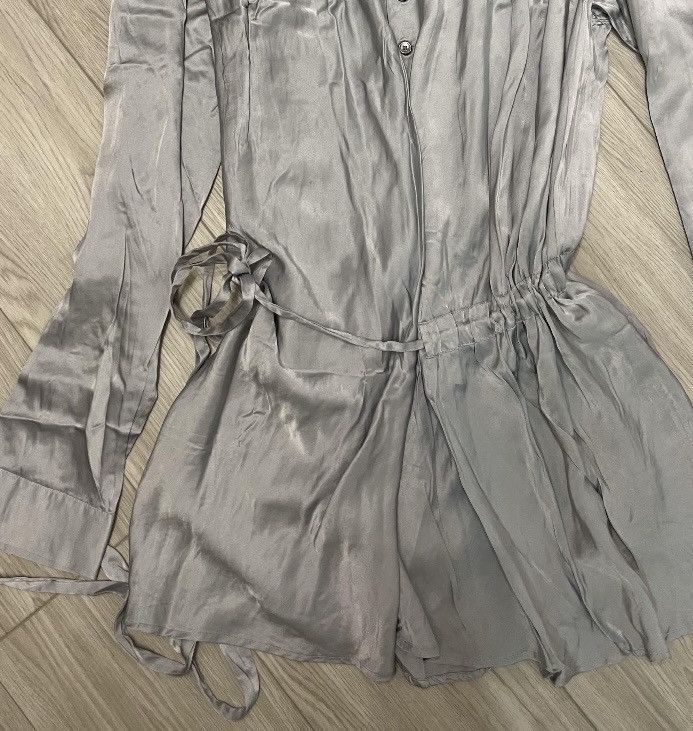 Ann Demeulemeester New Ann Demeulemeester silver silk long shirt. Size XL. . Size XL / US 12-14 / IT 48-50 - 2 Thumbnail