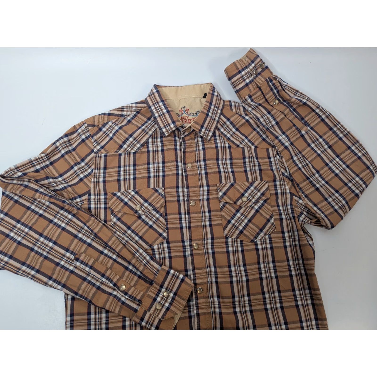 Vintage Moy Ferreti Plaid Shirt Button-Up Cowboys Mens Size S Brown Cotton Long Sleeve Pearl Snap Size US S / EU 44-46 / 1 - 2 Thumbnail