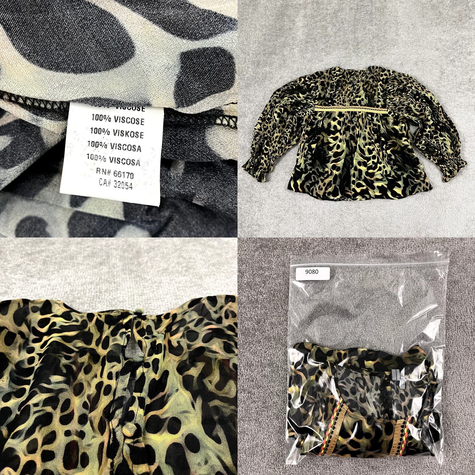 Anthropologie VINTAGE Anthropologie Bl^nk London Top Womens XS Petite Miranda Leopard Viscose Peasant Size XS / US 0-2 / IT 36-38 - 8 Thumbnail