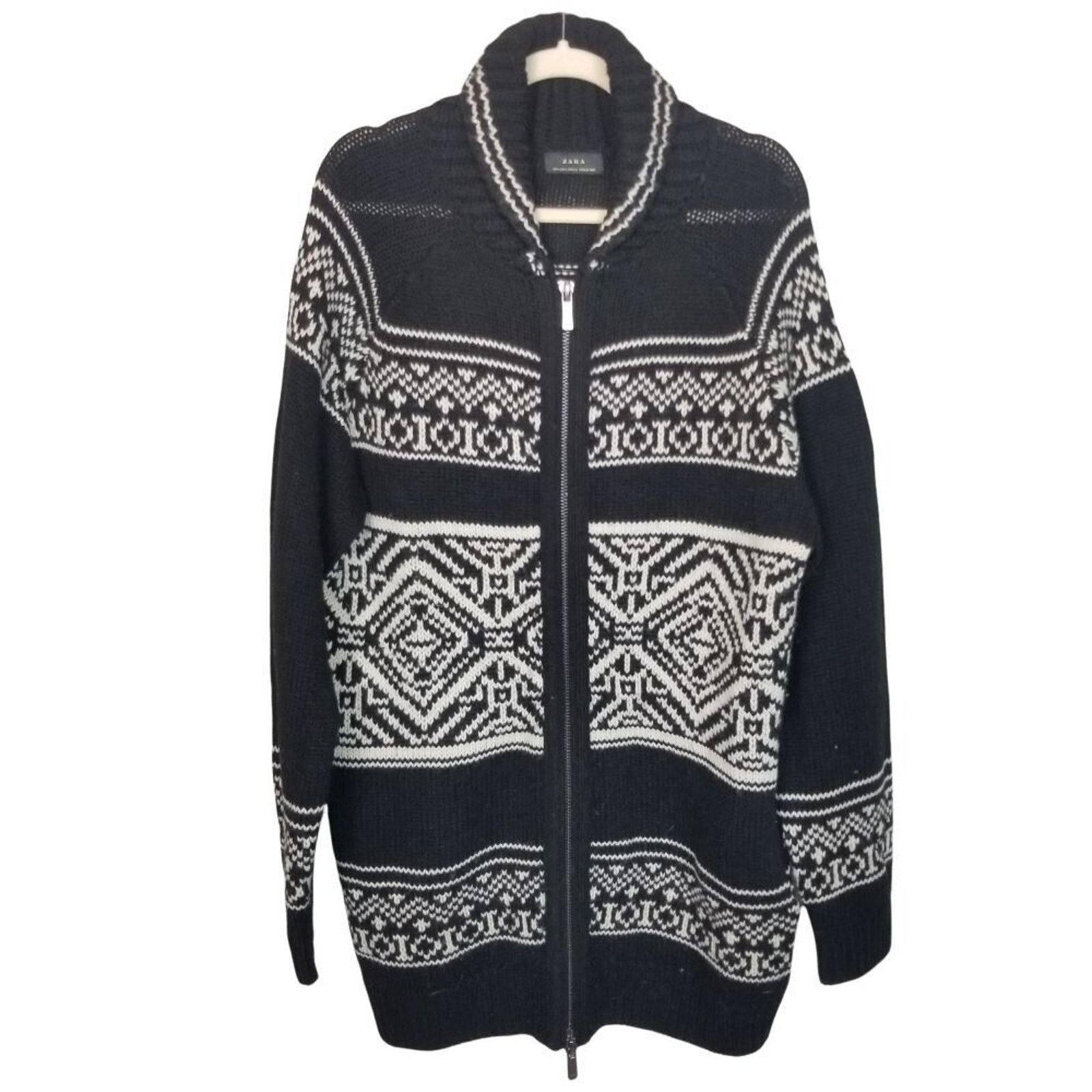 Zara Zara Mens Nordic Fair Isle Full Zip Sweater Cardigan Sz L Size US L / EU 52-54 / 3 - 1 Thumbnail