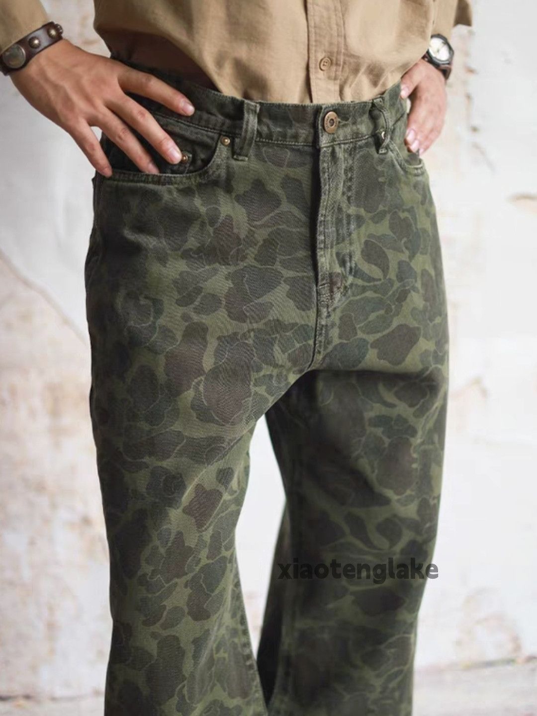 Designer × Japanese Brand × Vintage washed faded outdoor workwear carpenter camo pants Size US 32 / EU 48 - 2 Thumbnail