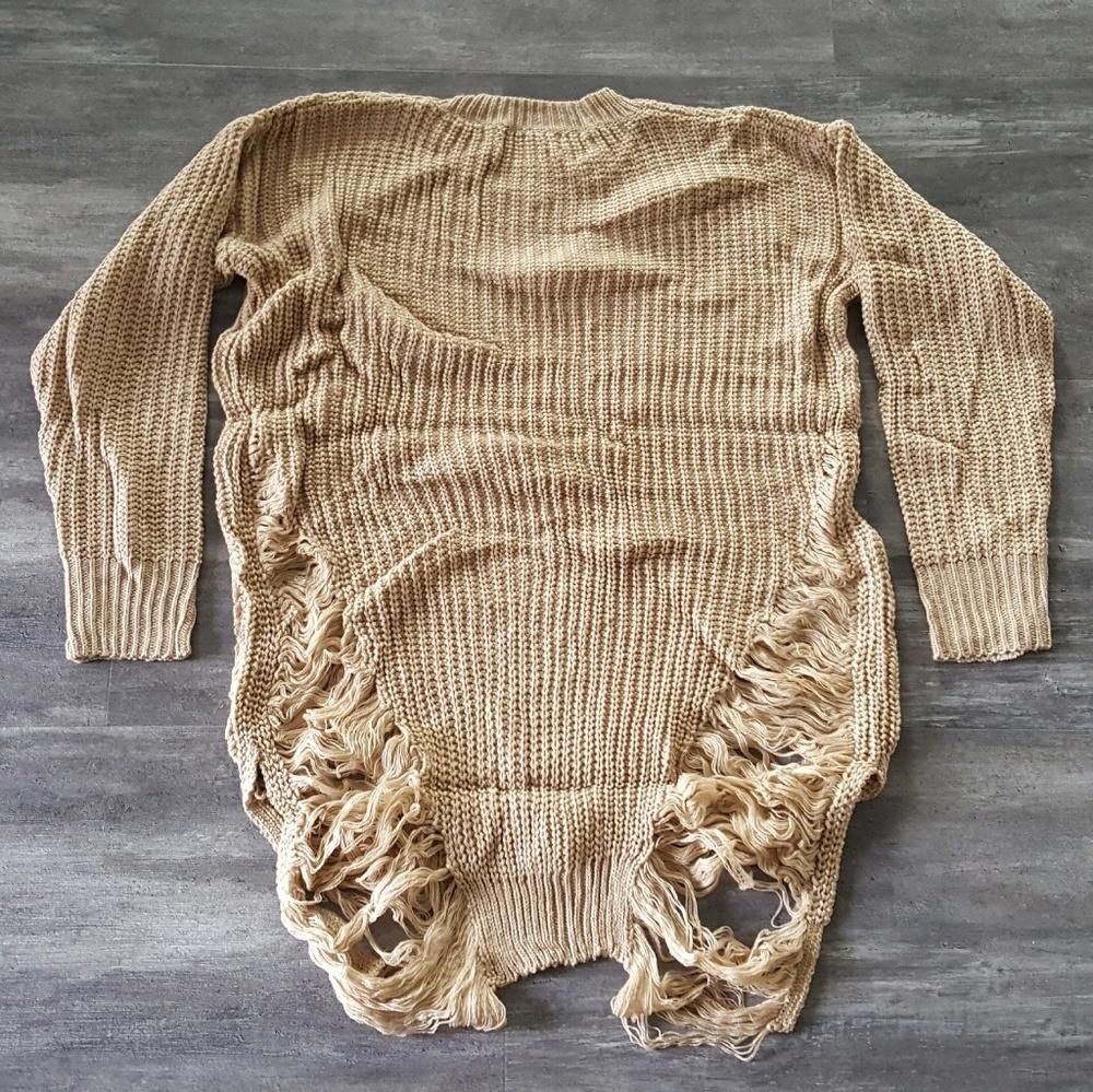 Designer Nude Distressed Sweater Long Sleeve Size ONE SIZE - 4 Thumbnail