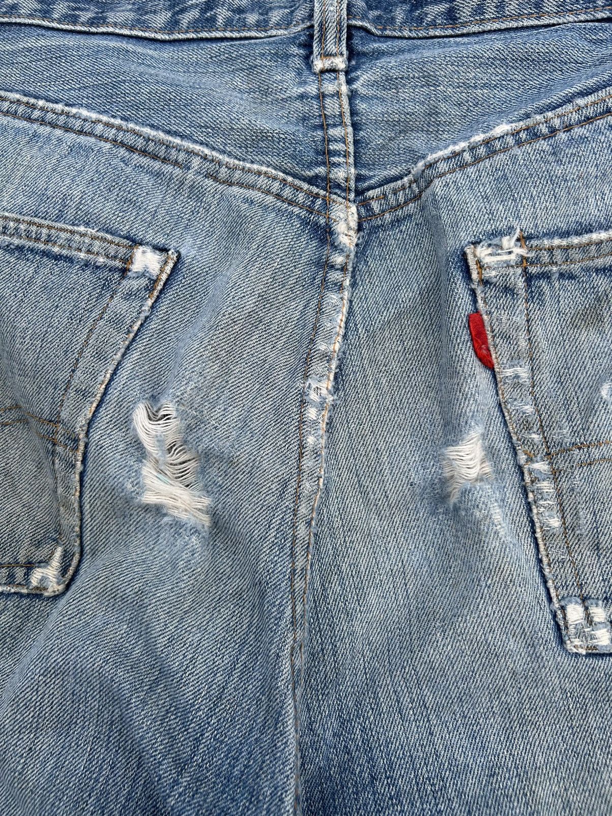 Levi's Thrashed 70s-80s Vintage Levis 6 Selvedge Short Denim jeans Size US 33 - 11 Thumbnail