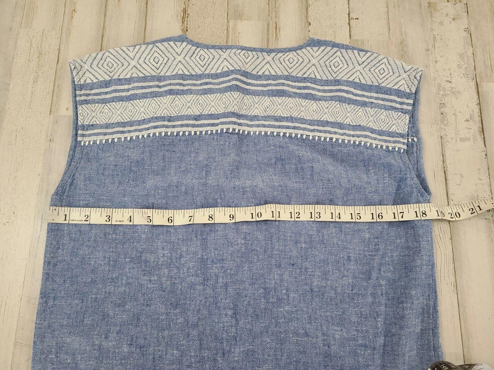 Designer Soft Joie Dress Extra Small Linen Blend Blue Boho Embroider Size XS / US 0-2 / IT 36-38 - 4 Thumbnail