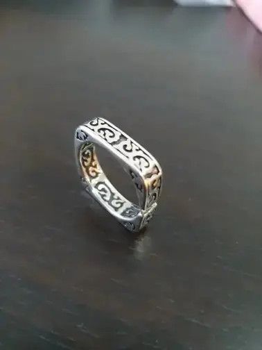 Ring Of Fire Vintage Auspicious Clouds Square Design Men Finger Ring Size ONE SIZE - 4 Thumbnail