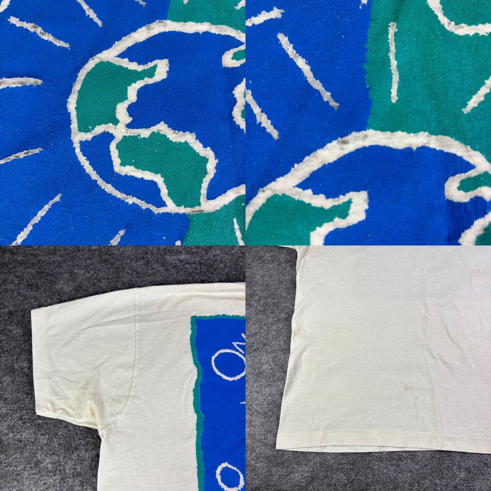 Fruit Of The Loom VINTAGE 1994 One World One Chance T-Shirt XL White Earth Day Single Stitch USA Shirt Unisex Men Women Size US XL / EU 56 / 4 - 8 Thumbnail